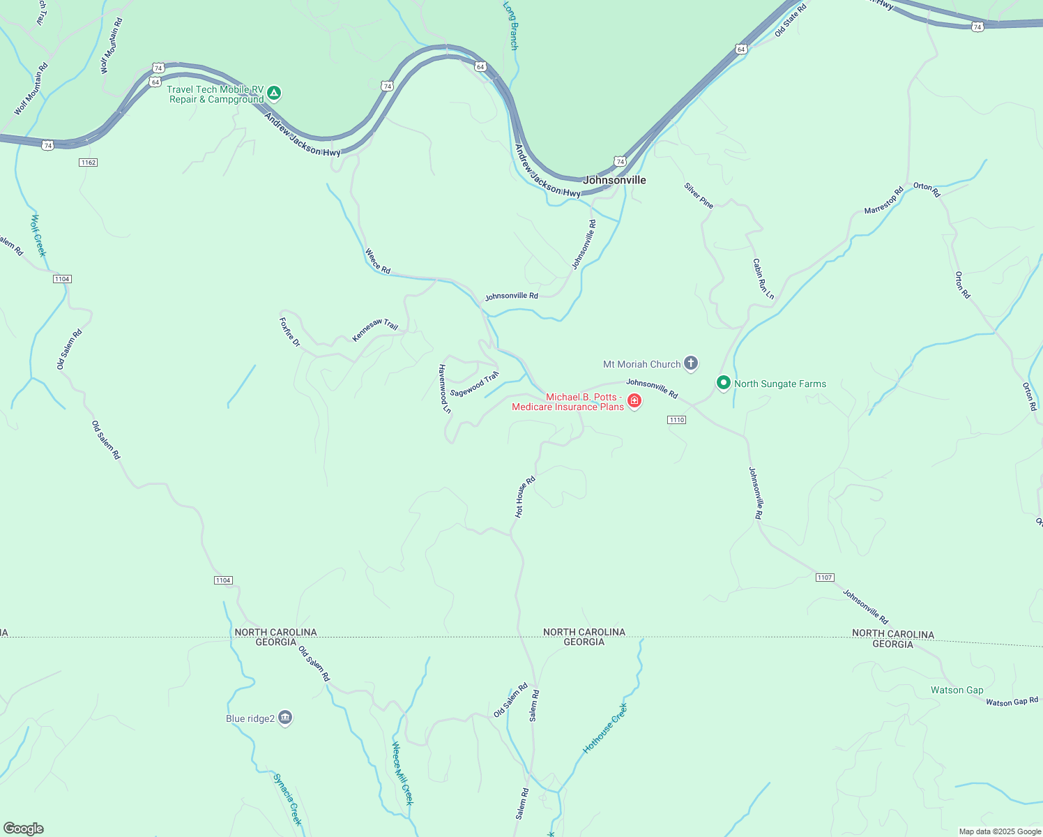 map of restaurants, bars, coffee shops, grocery stores, and more near 210 Gentle Fawn Lane in Murphy