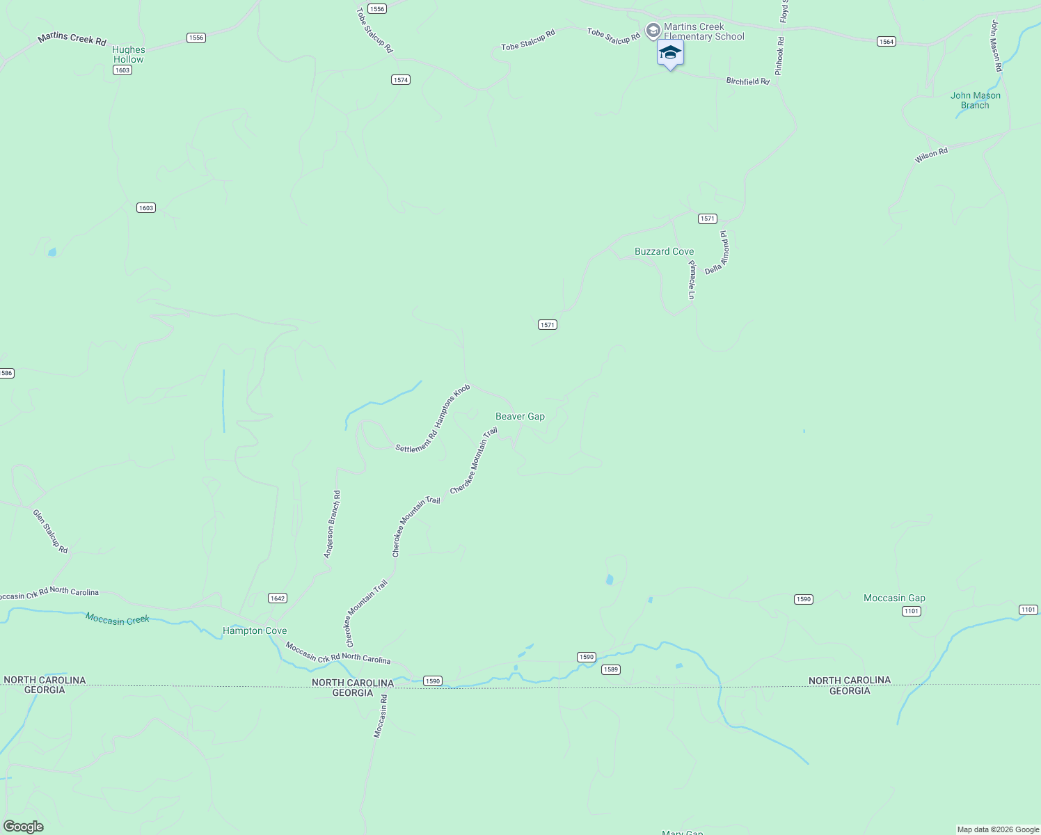 map of restaurants, bars, coffee shops, grocery stores, and more near 26 Beaver Gap Road in Murphy