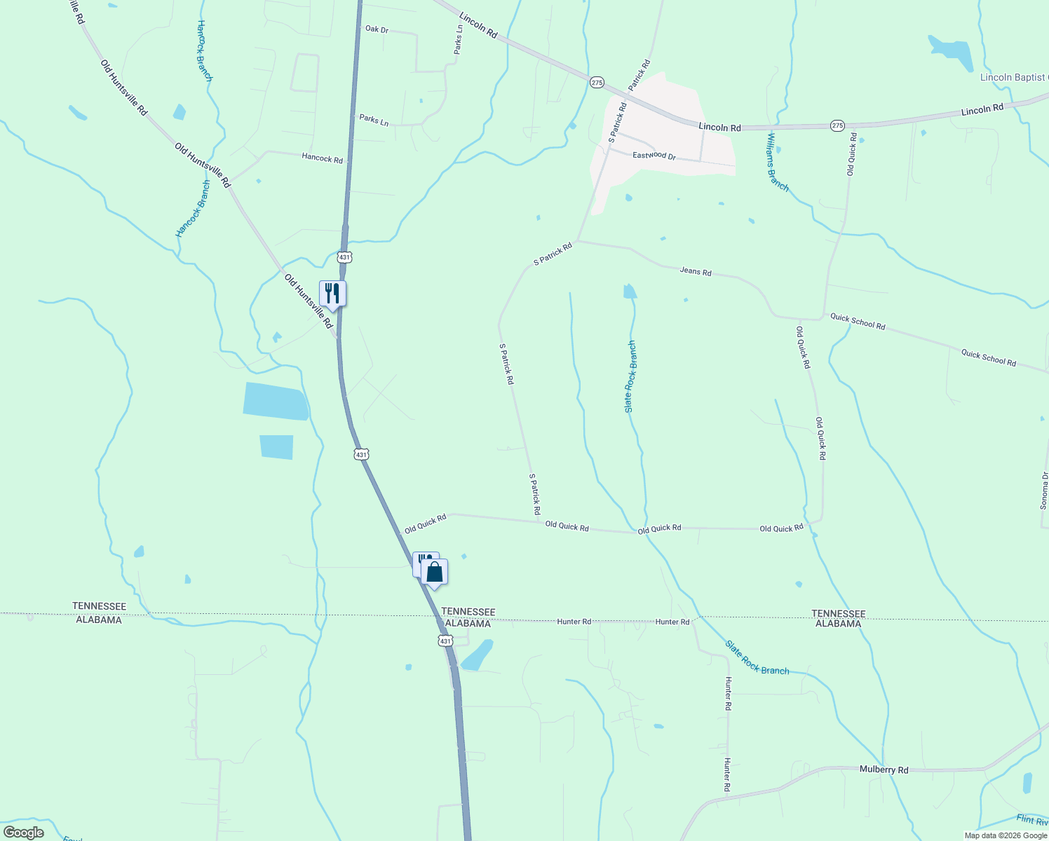 map of restaurants, bars, coffee shops, grocery stores, and more near 130 S Patrick Rd in Fayetteville