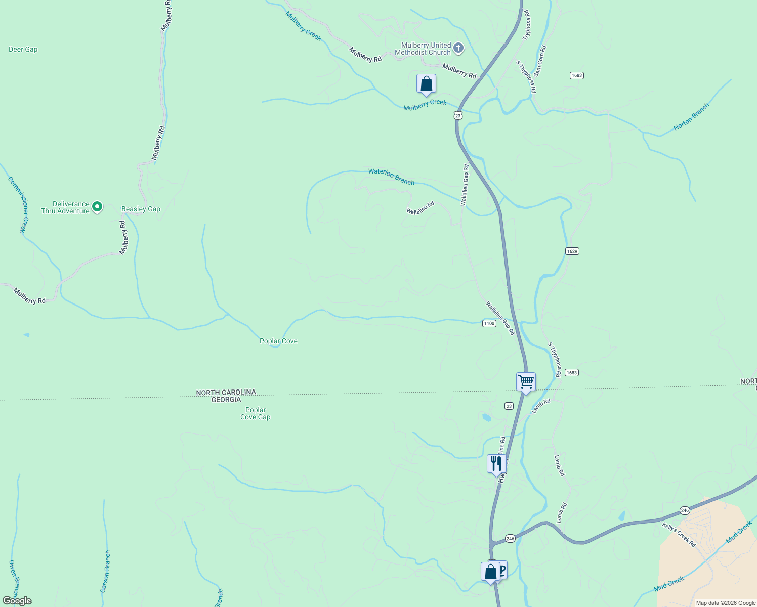 map of restaurants, bars, coffee shops, grocery stores, and more near 200 Laurel Falls Road in Macon