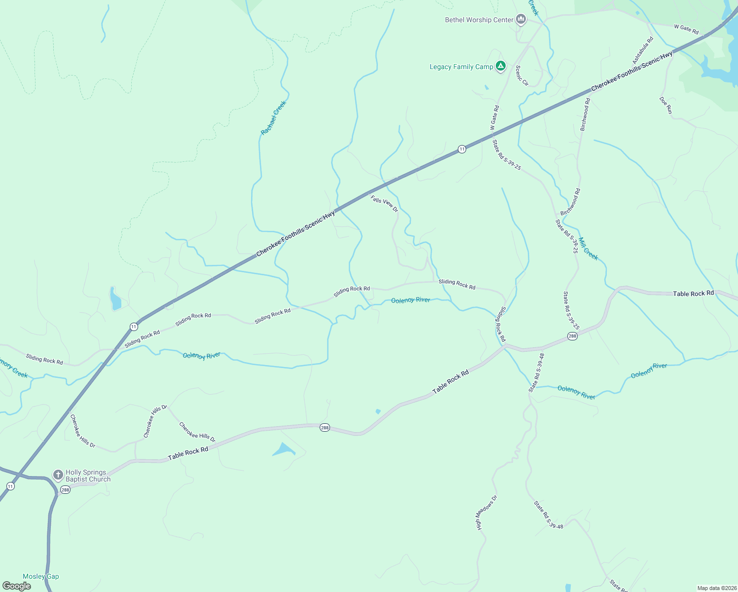 map of restaurants, bars, coffee shops, grocery stores, and more near 740 Sliding Rock Road in Pickens