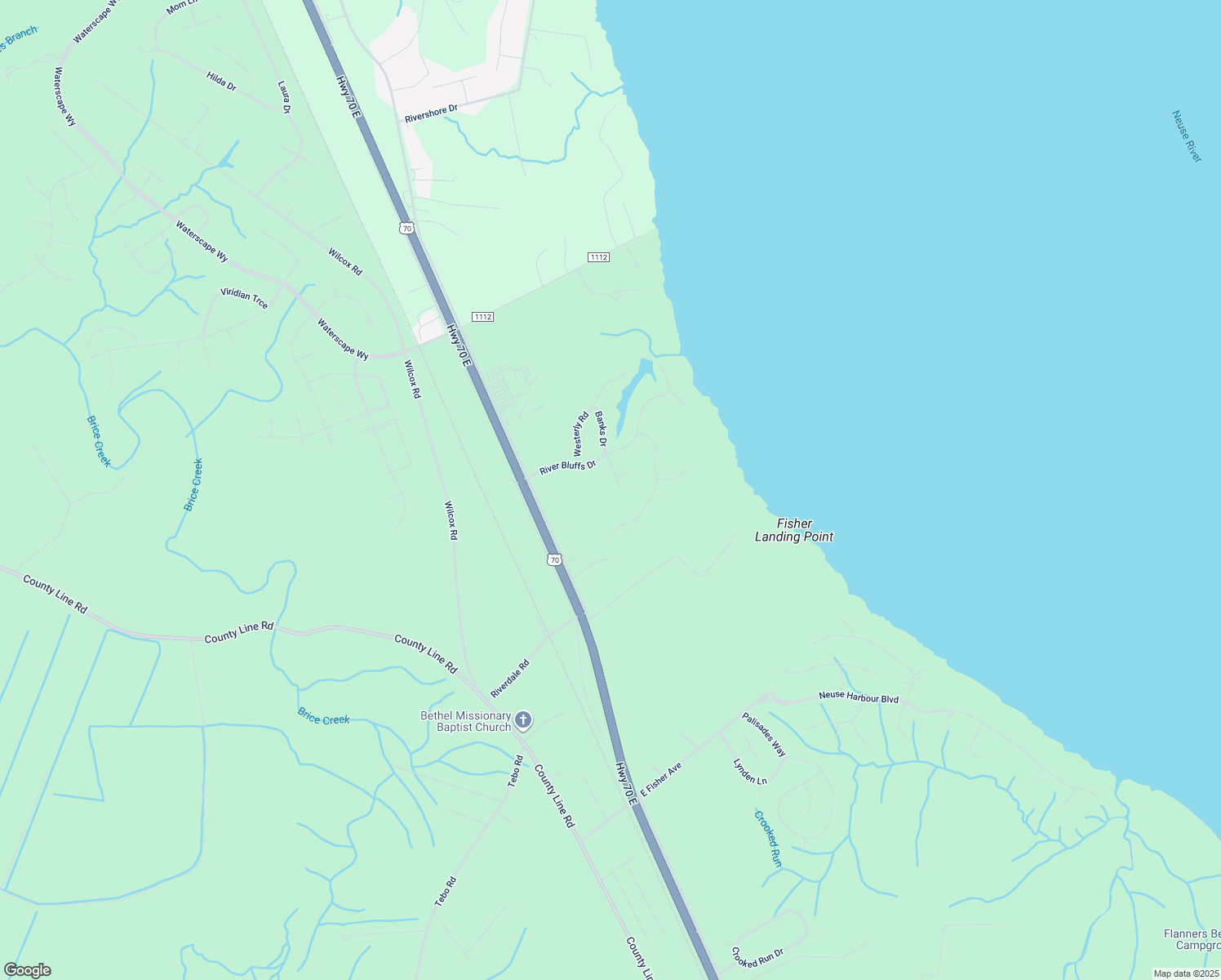 map of restaurants, bars, coffee shops, grocery stores, and more near 106 Nature Ct in New Bern