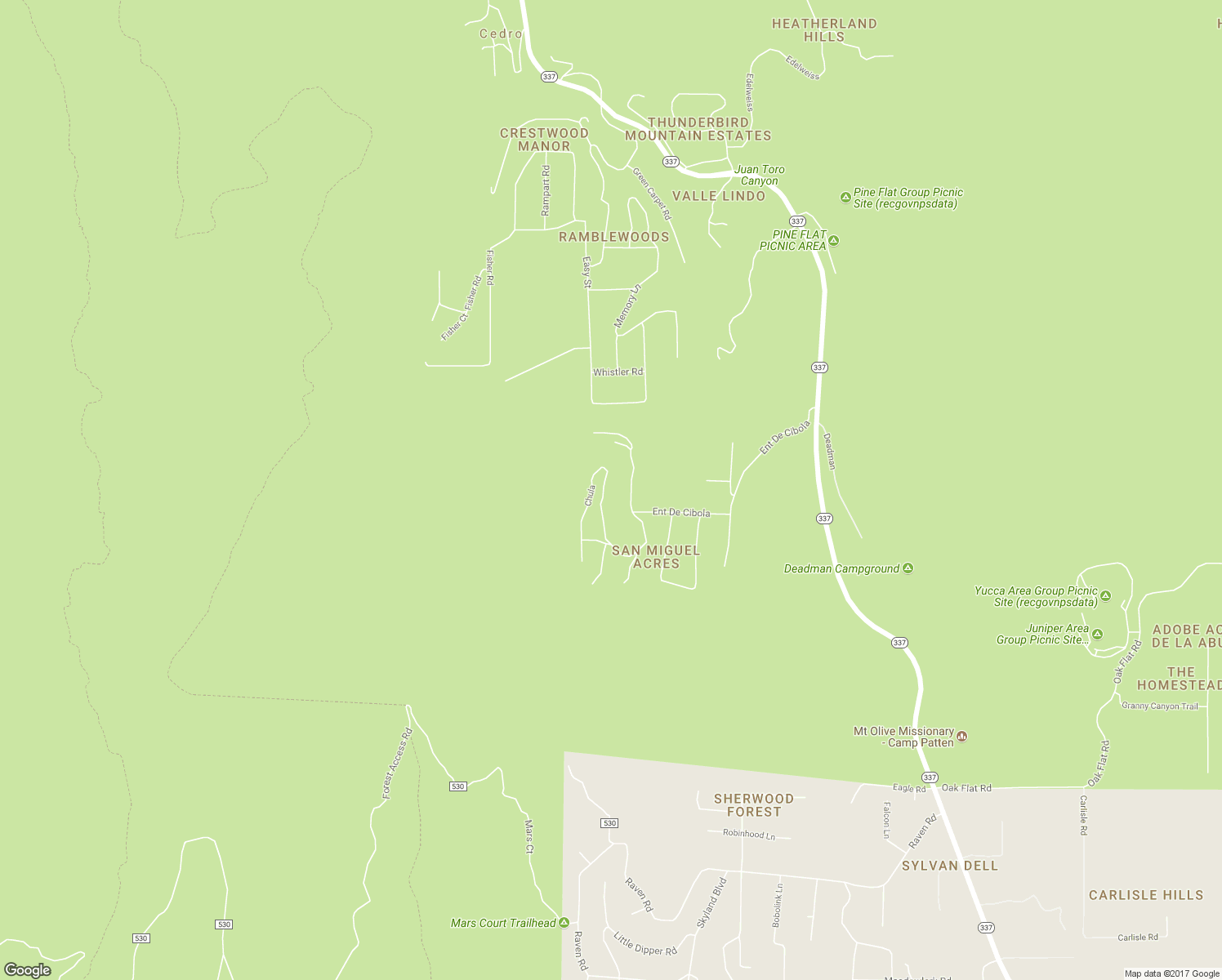 map of restaurants, bars, coffee shops, grocery stores, and more near 22 La Cresta Circle in Tijeras