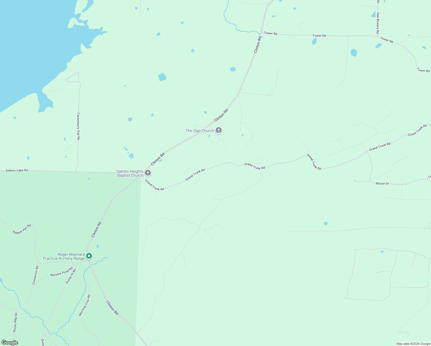 map of restaurants, bars, coffee shops, grocery stores, and more near 54 Grand Trunk Road in Conway