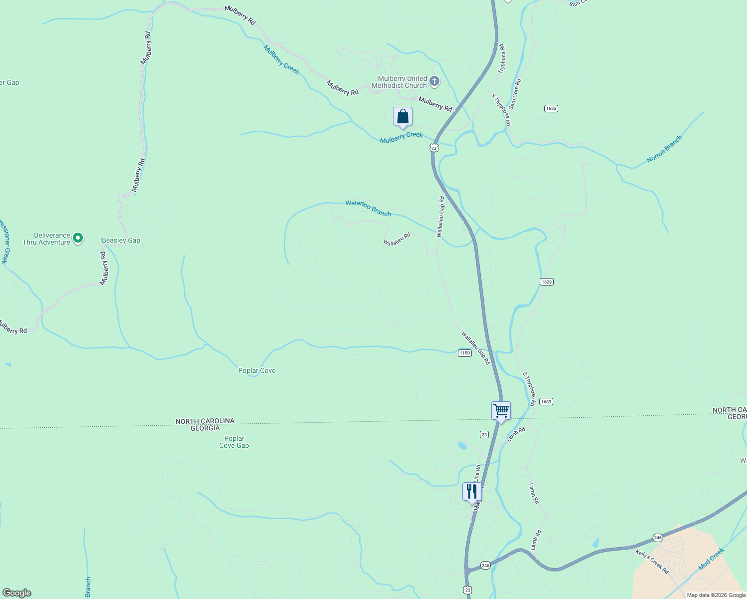 map of restaurants, bars, coffee shops, grocery stores, and more near 305 Davis Road in Otto