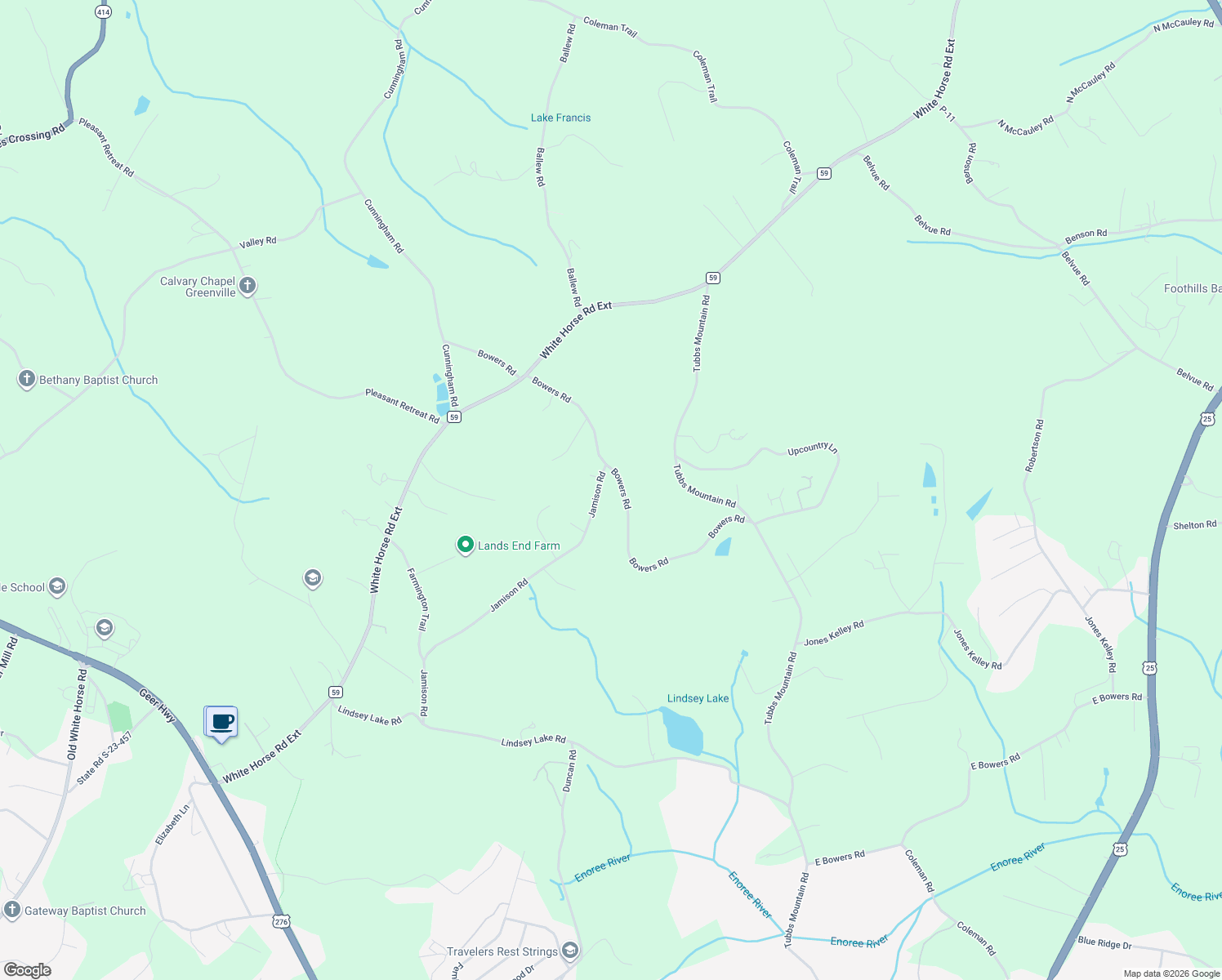 map of restaurants, bars, coffee shops, grocery stores, and more near 475 Bowers Road in Travelers Rest