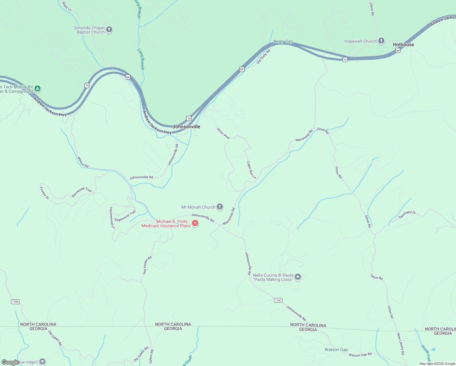 map of restaurants, bars, coffee shops, grocery stores, and more near 140 Hounds Run Lane in Murphy