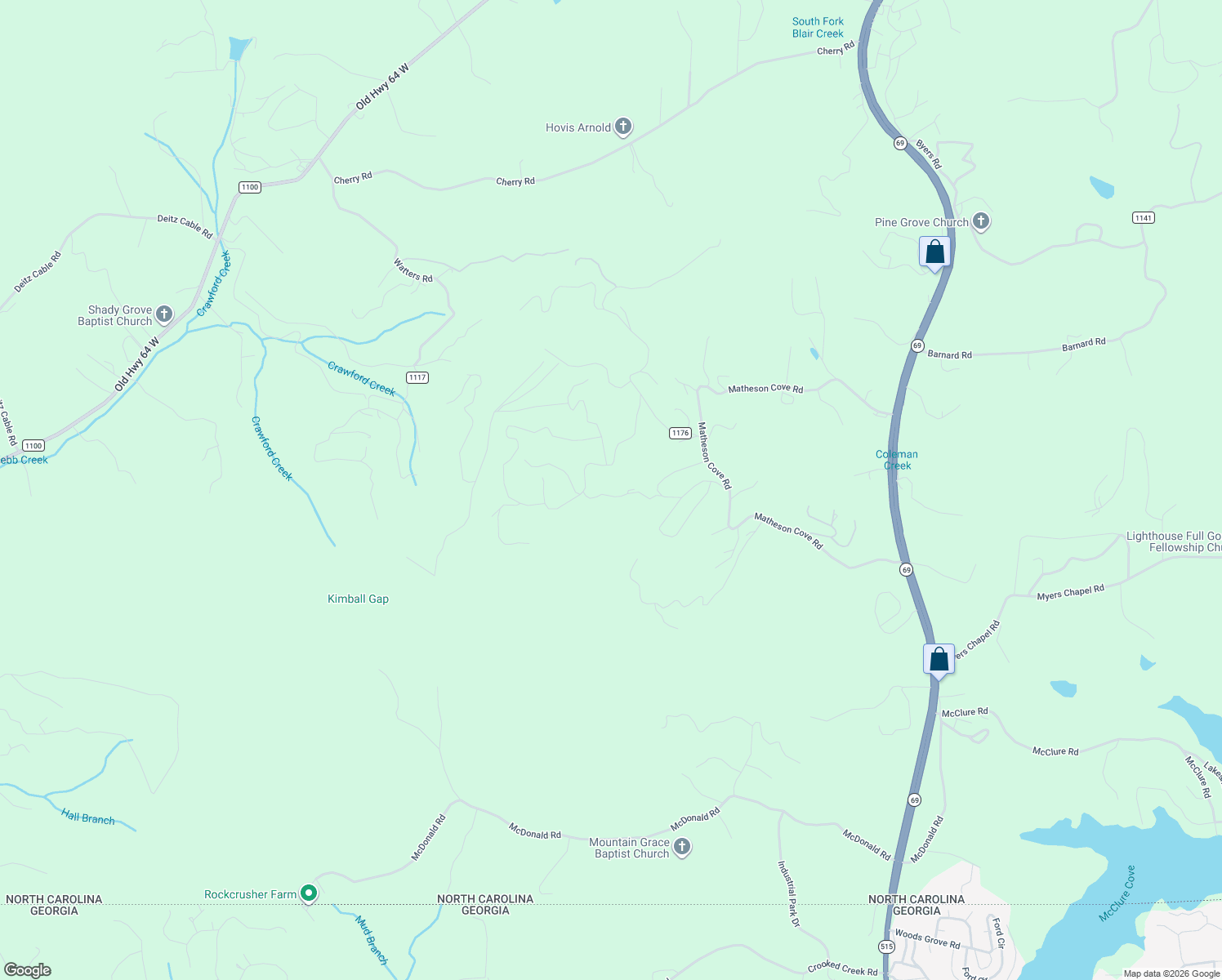 map of restaurants, bars, coffee shops, grocery stores, and more near 154 Pond View Lane in Warne