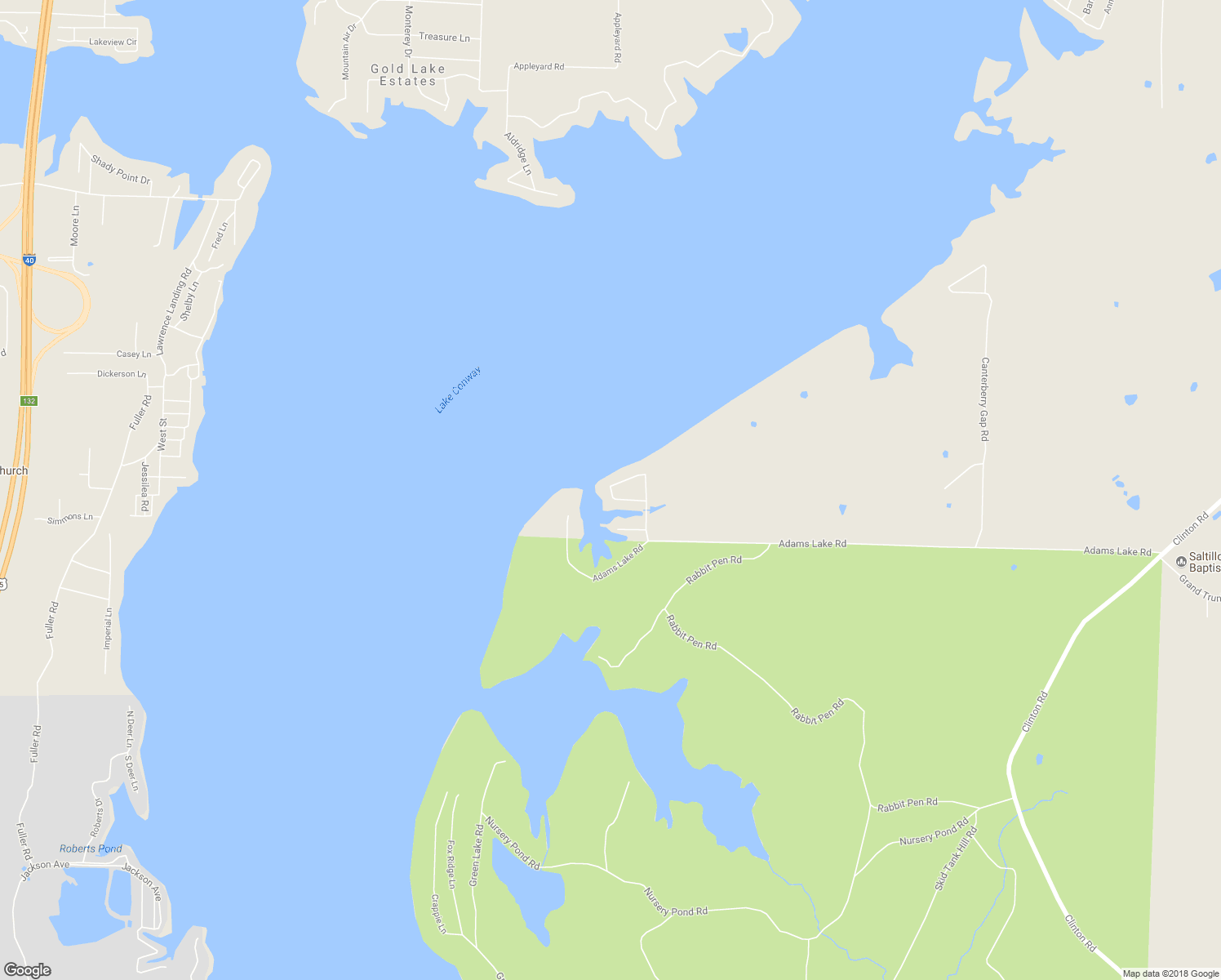 map of restaurants, bars, coffee shops, grocery stores, and more near 46 Adams Lake Loop in Conway