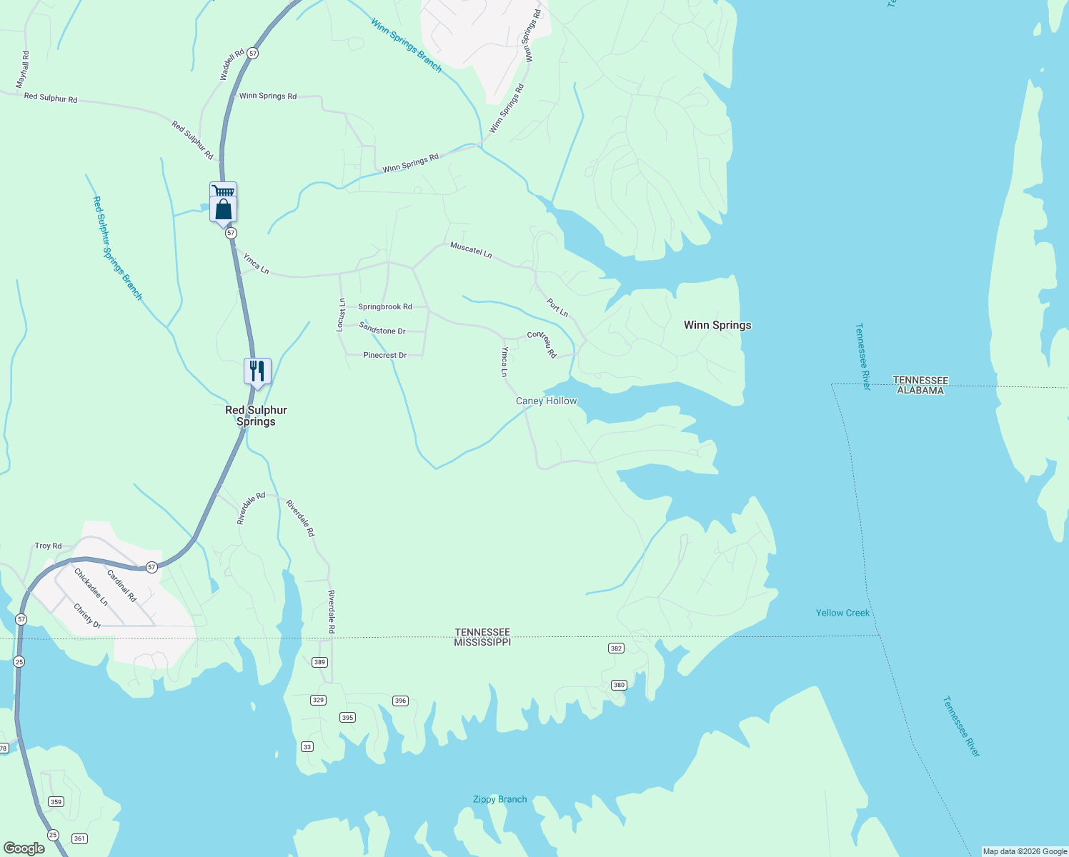 map of restaurants, bars, coffee shops, grocery stores, and more near 140 Mallard Road in Counce