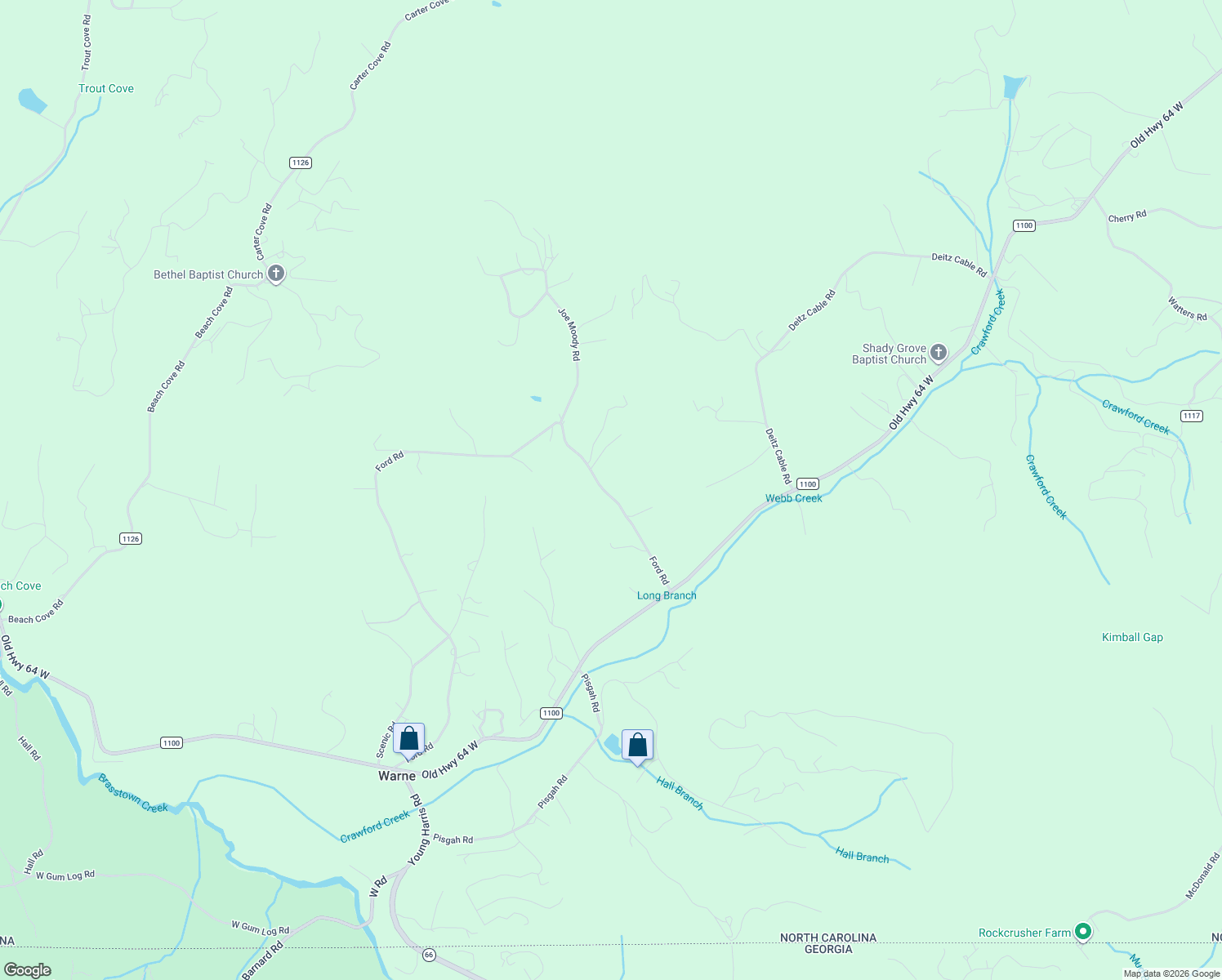 map of restaurants, bars, coffee shops, grocery stores, and more near 1919 Ford Road in Warne
