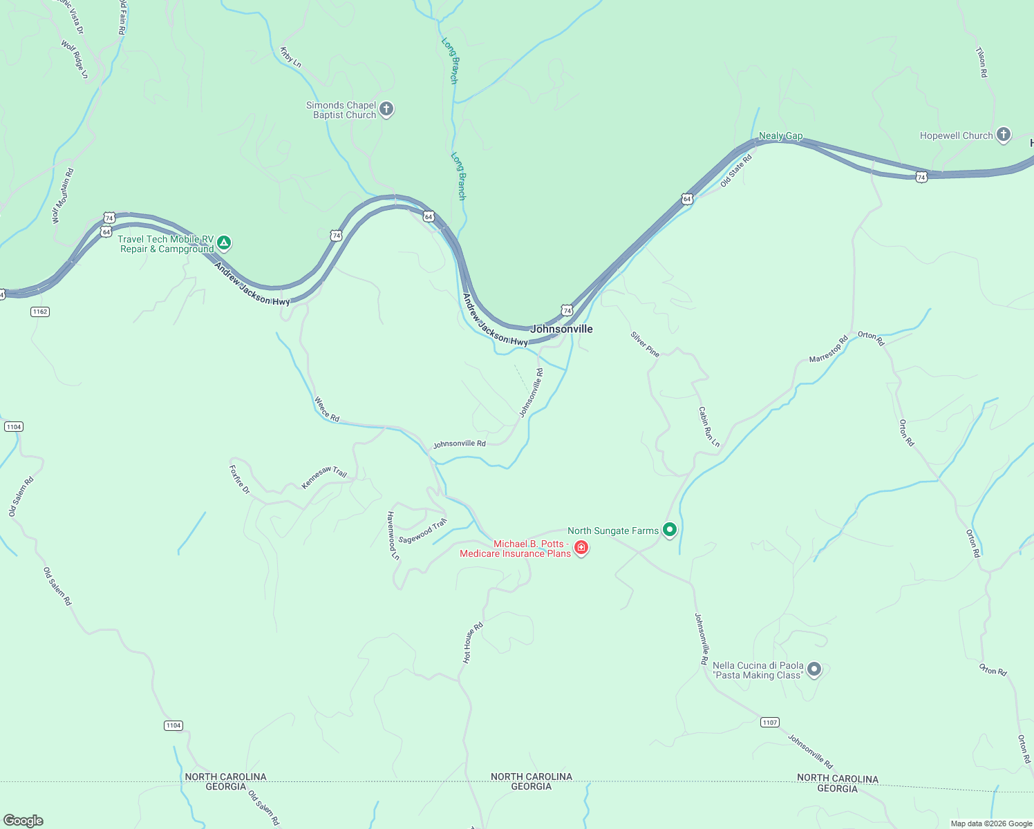 map of restaurants, bars, coffee shops, grocery stores, and more near 40 Moonlight Ridge in Murphy