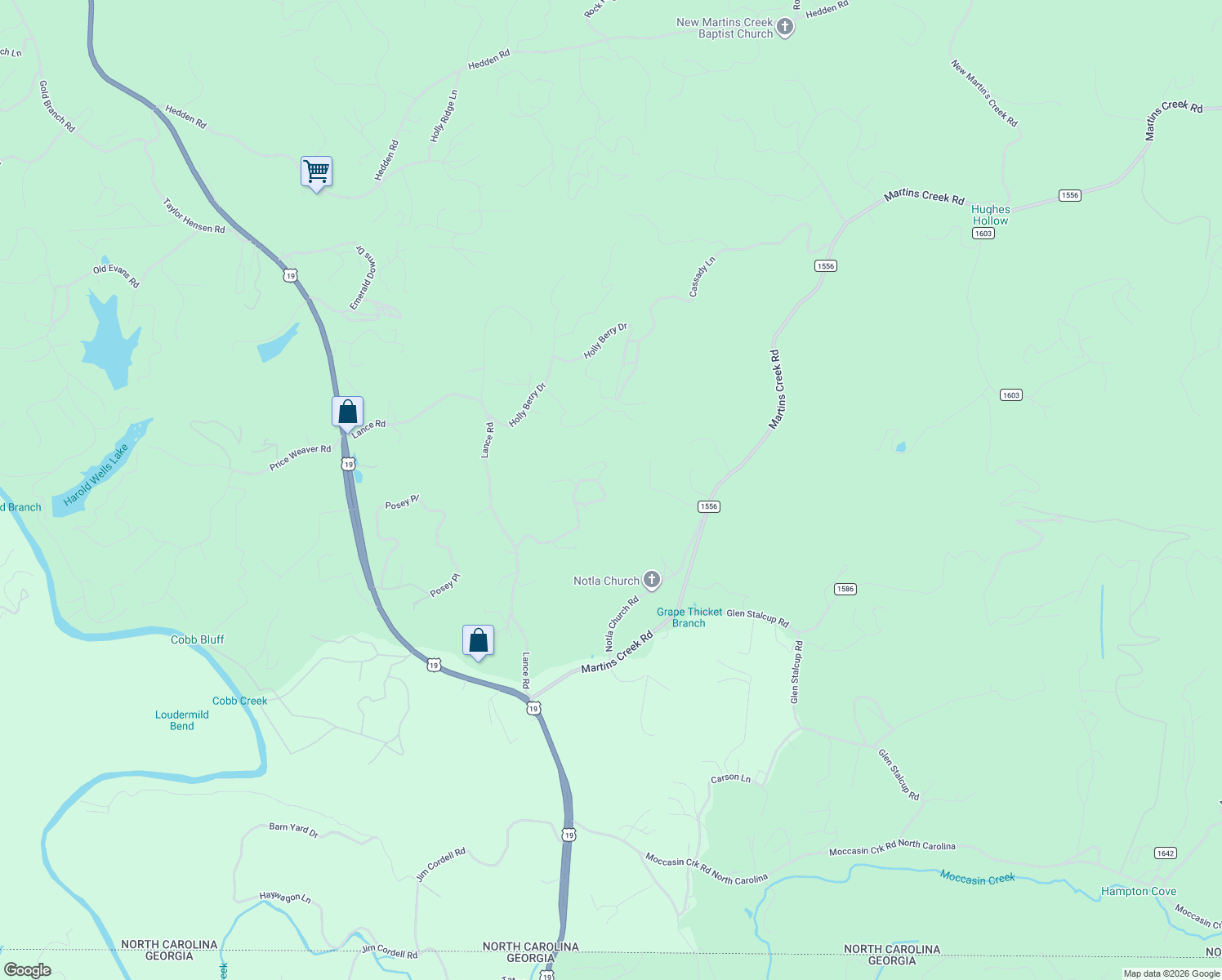 map of restaurants, bars, coffee shops, grocery stores, and more near 471 Sugar Maple Road in Murphy