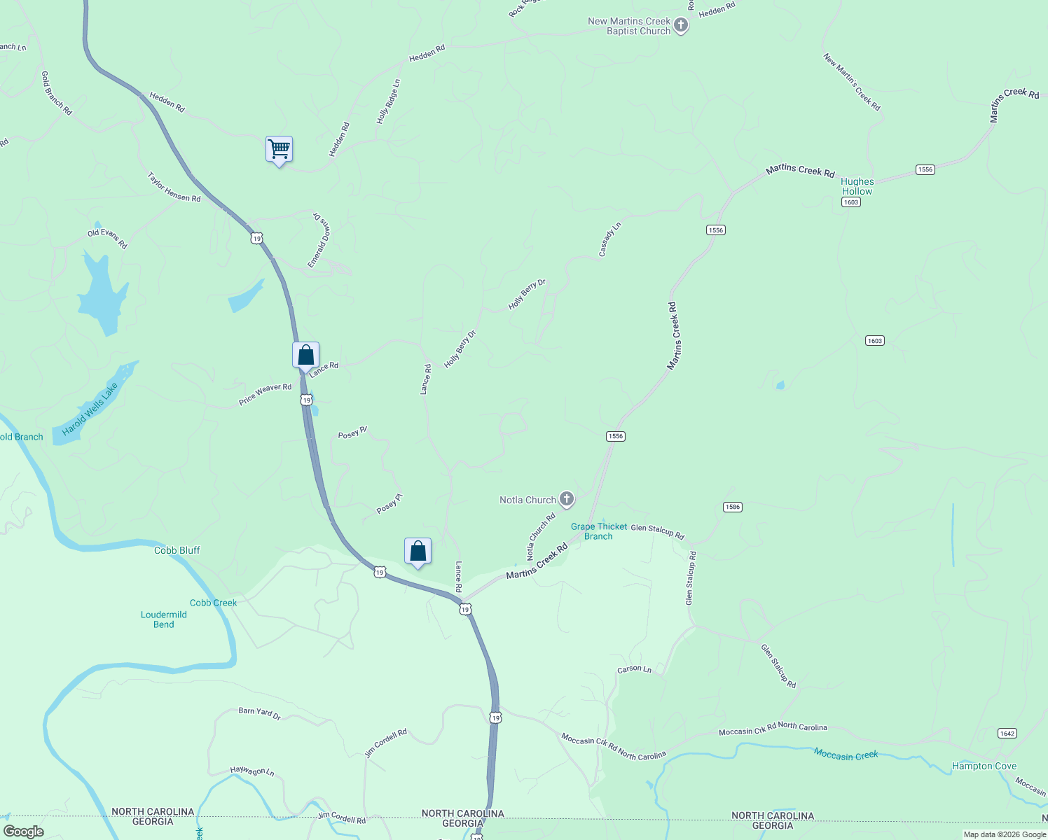 map of restaurants, bars, coffee shops, grocery stores, and more near 471 Sugar Maple Road in Murphy