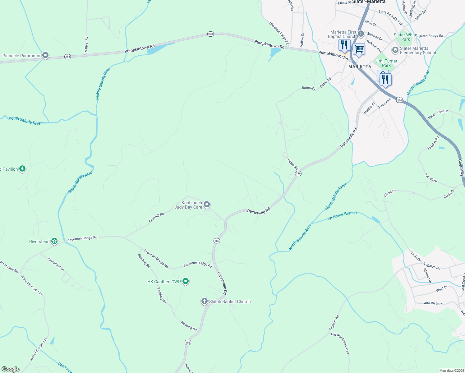 map of restaurants, bars, coffee shops, grocery stores, and more near 116 Sycamore Drive in Greenville County