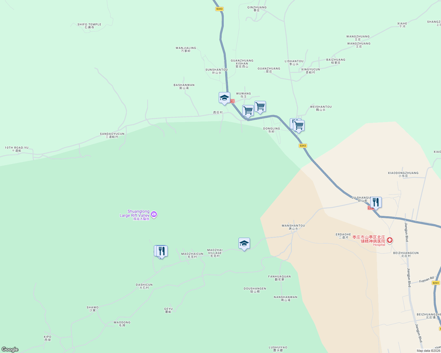 map of restaurants, bars, coffee shops, grocery stores, and more near in Zaozhuang
