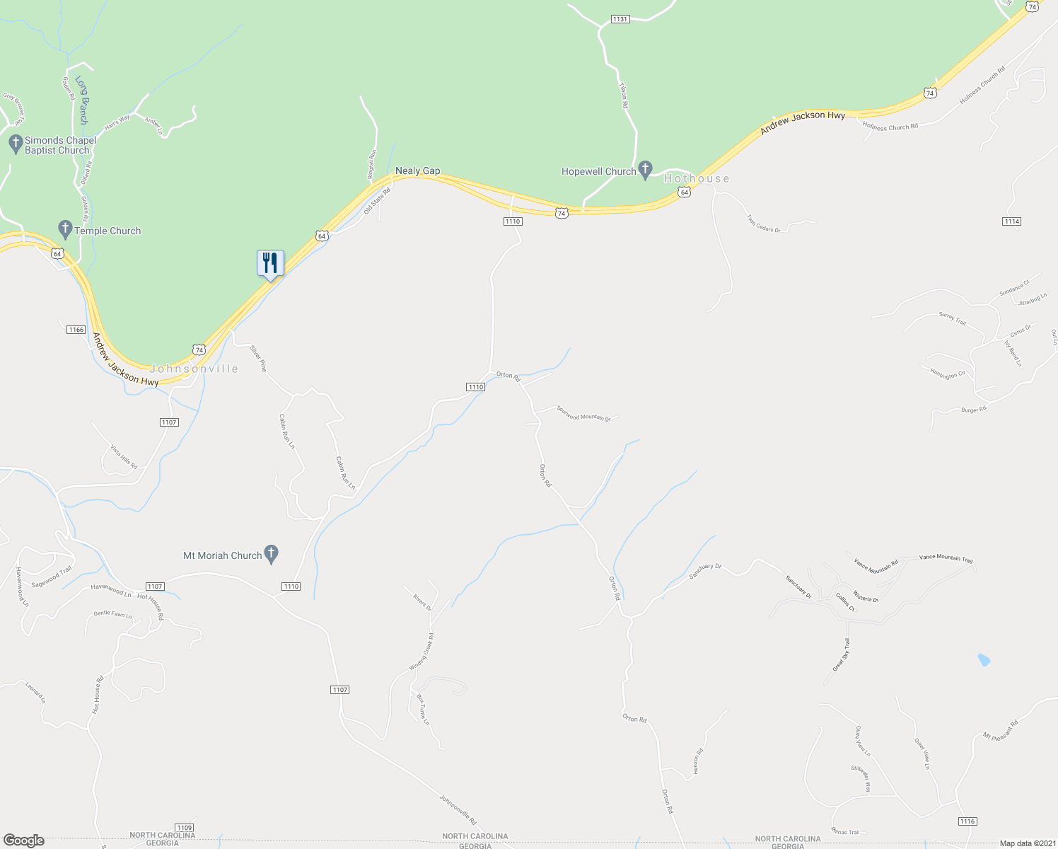 map of restaurants, bars, coffee shops, grocery stores, and more near 50 Pine Bough Road in Murphy