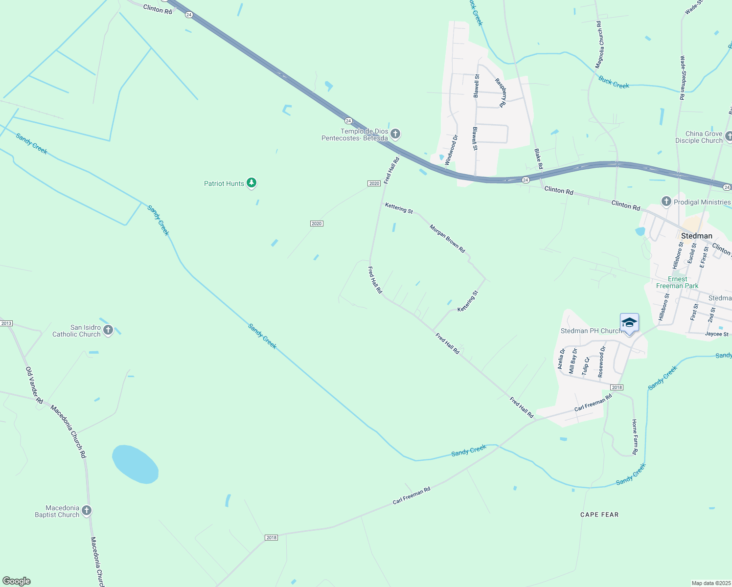map of restaurants, bars, coffee shops, grocery stores, and more near 560 Fred Hall Road in Stedman