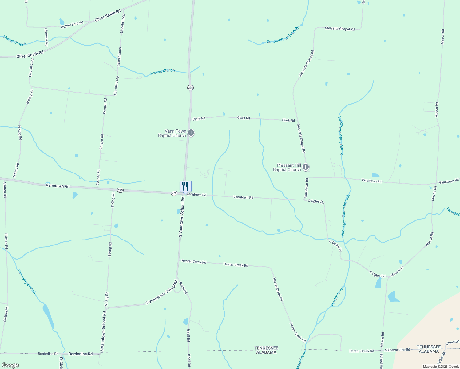 map of restaurants, bars, coffee shops, grocery stores, and more near 9 Grassy Branch Road in Flintville