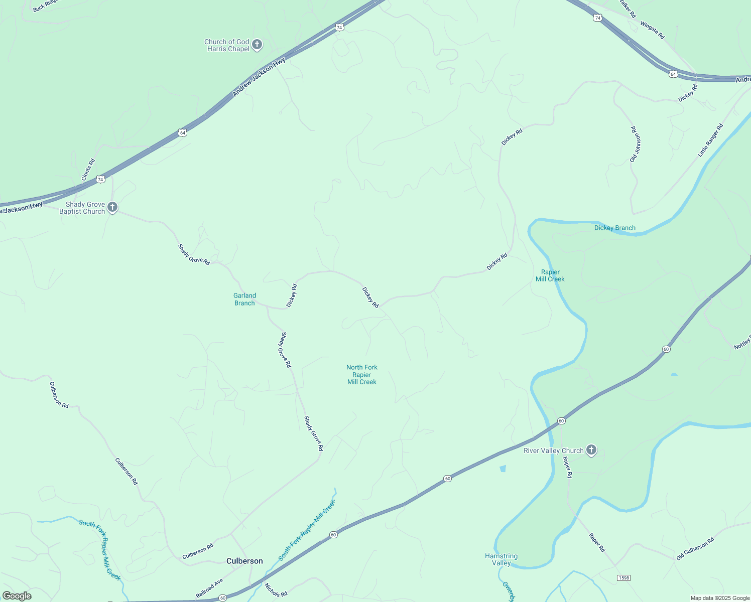 map of restaurants, bars, coffee shops, grocery stores, and more near 2525 Dickey Road in Murphy