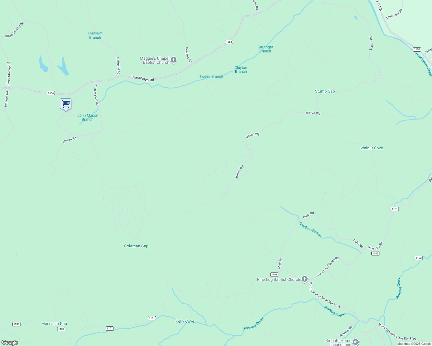 map of restaurants, bars, coffee shops, grocery stores, and more near 670 Madison Lane in Brasstown
