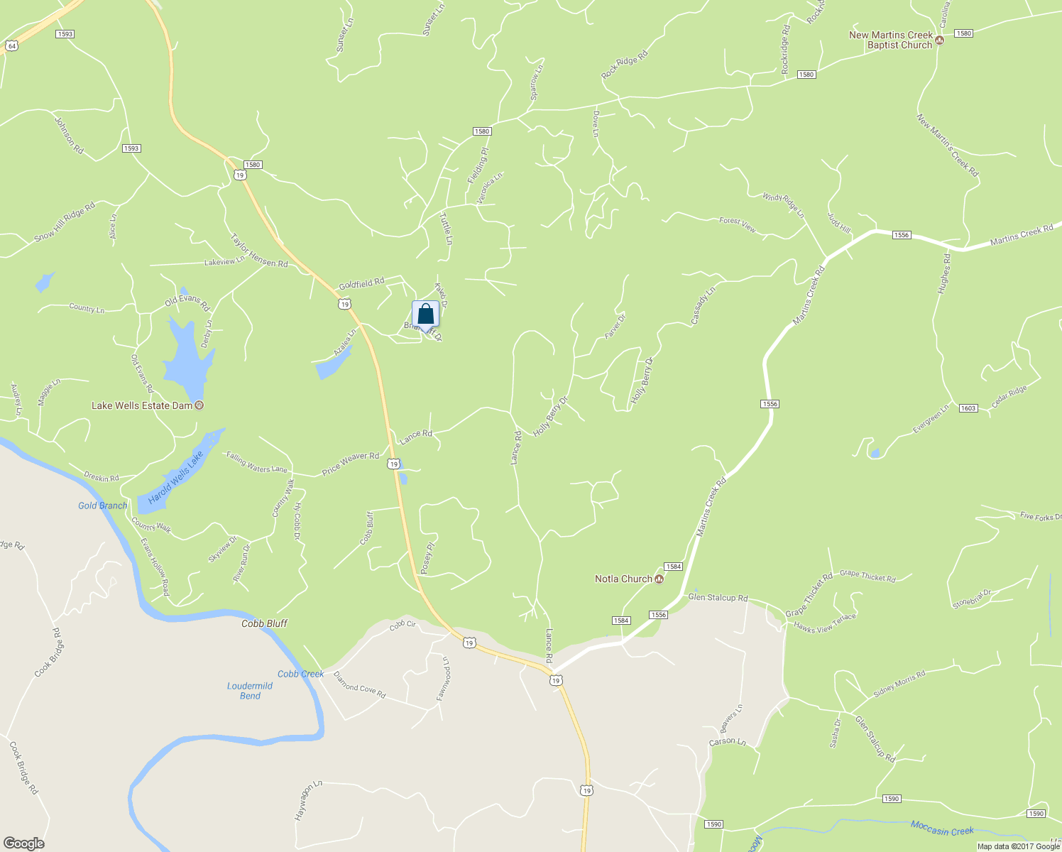 map of restaurants, bars, coffee shops, grocery stores, and more near 19 Holly Berry Drive in Murphy