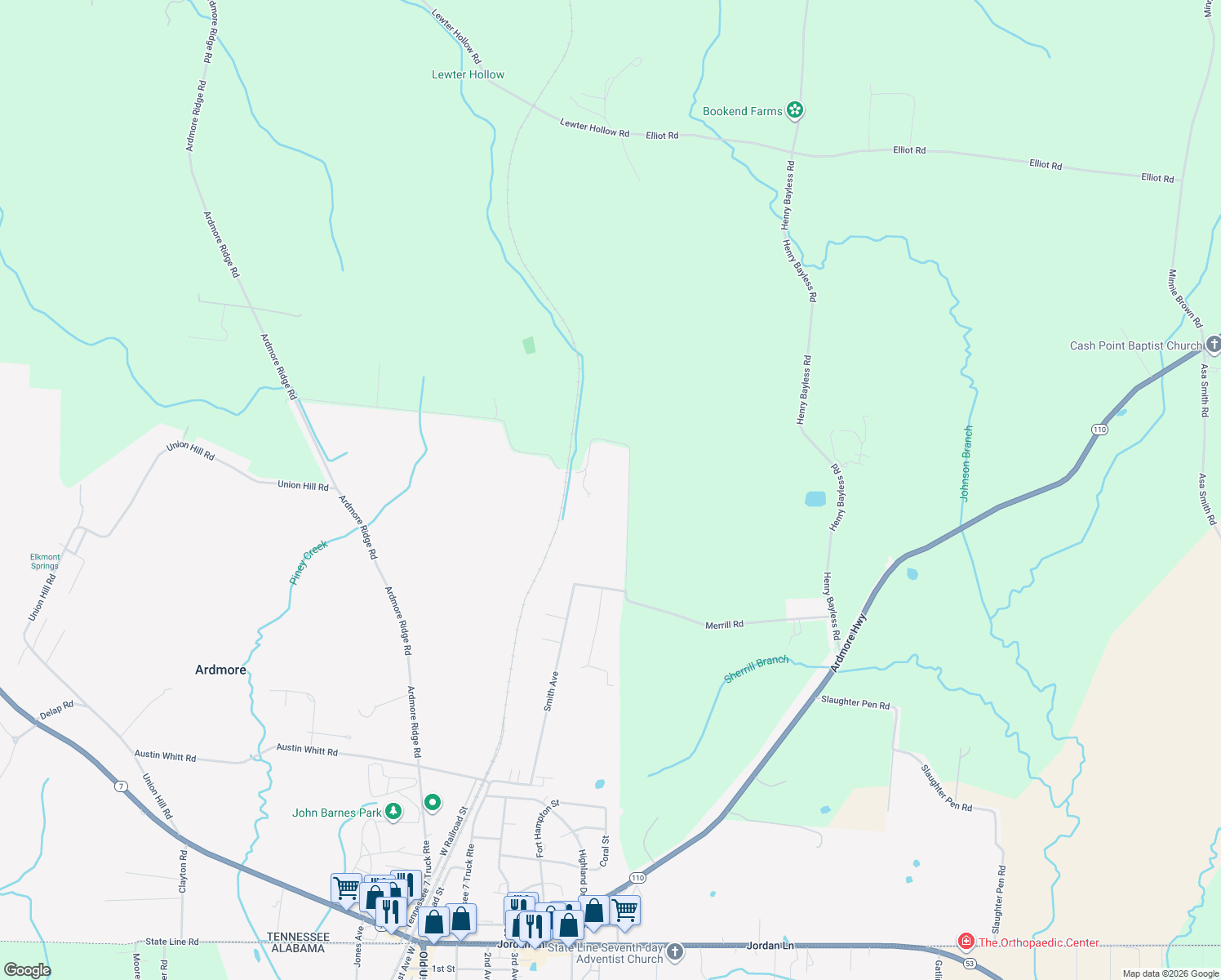 map of restaurants, bars, coffee shops, grocery stores, and more near 1386 Stevenson Road in Ardmore