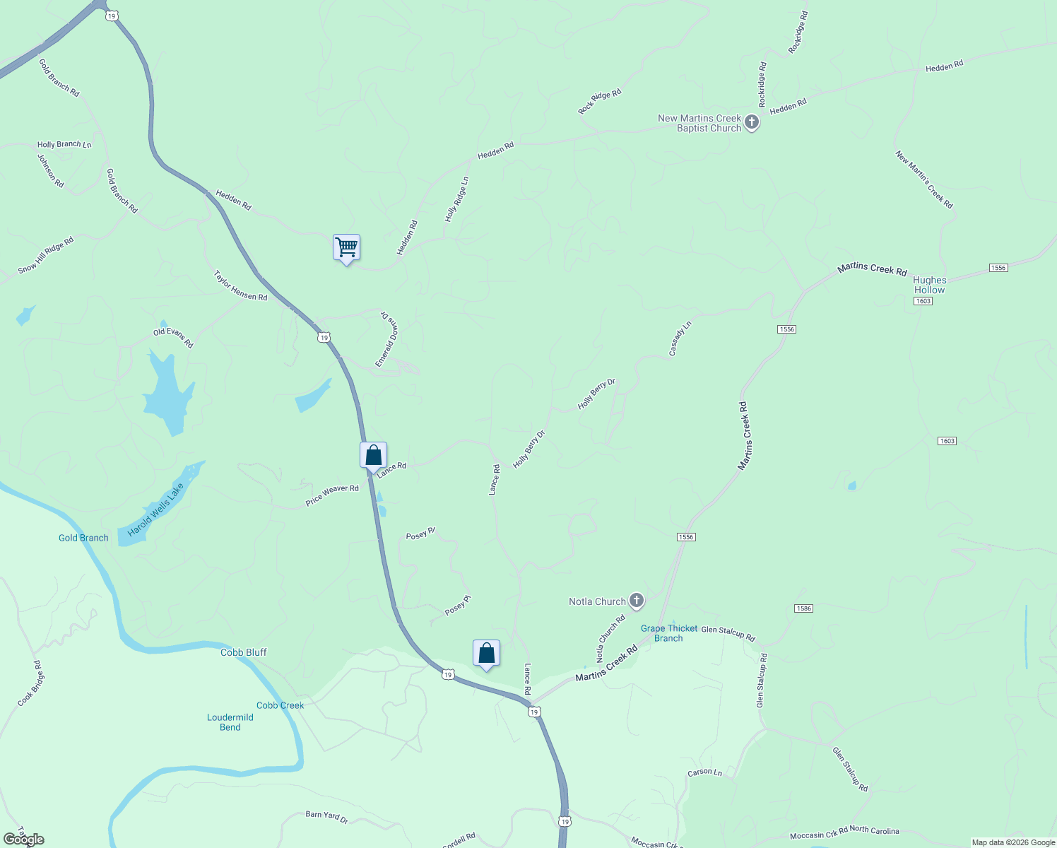 map of restaurants, bars, coffee shops, grocery stores, and more near 72 Honeycone Lane in Murphy