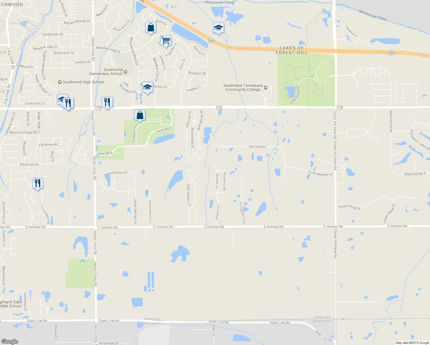map of restaurants, bars, coffee shops, grocery stores, and more near 4971 Royston Lane in Memphis