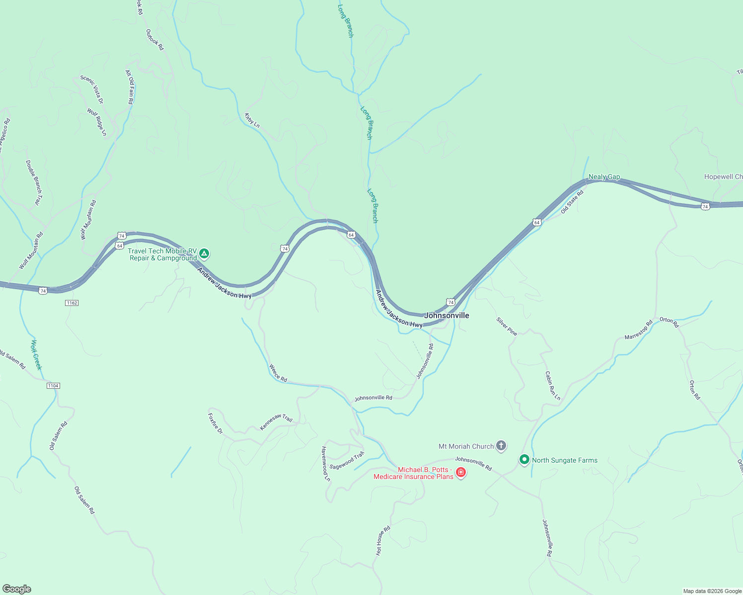 map of restaurants, bars, coffee shops, grocery stores, and more near 44 Forrister Road in Murphy