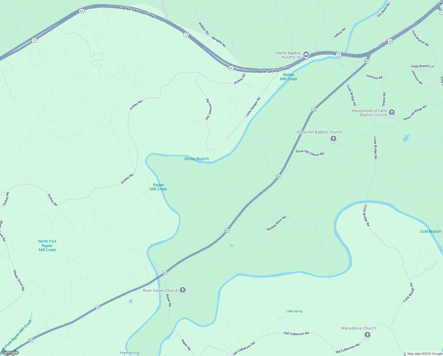 map of restaurants, bars, coffee shops, grocery stores, and more near 58 Rainy Farm Road in Murphy