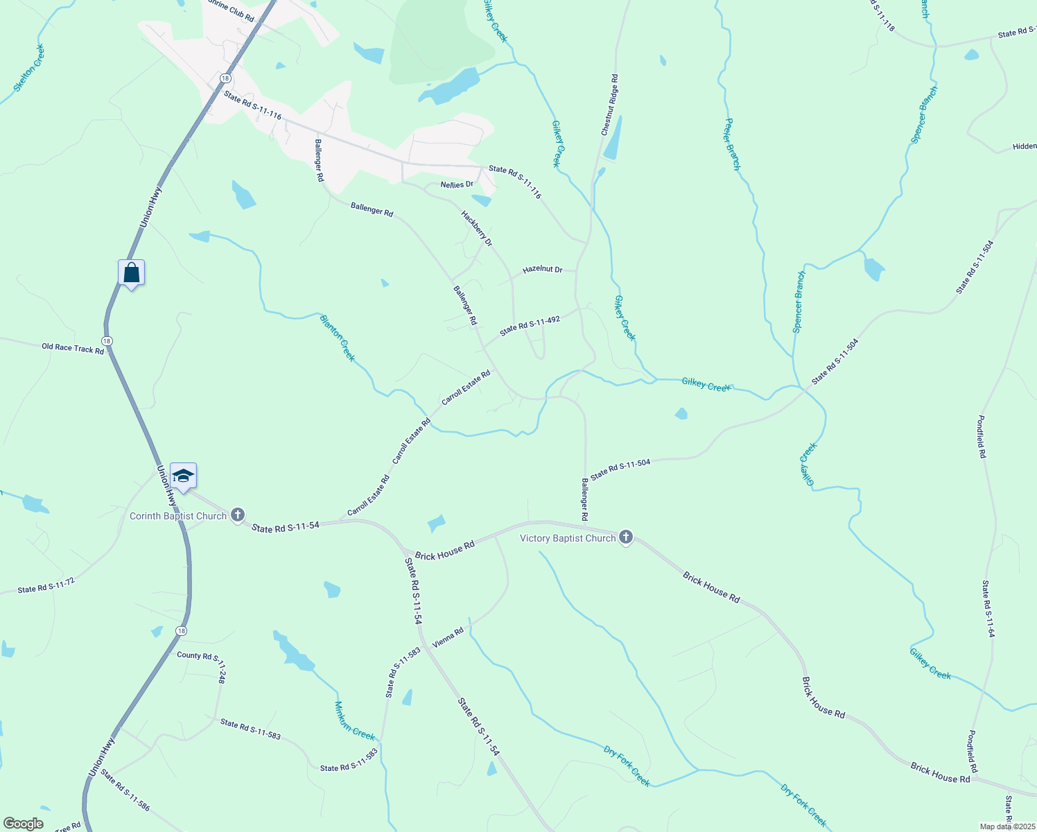 map of restaurants, bars, coffee shops, grocery stores, and more near 638 Ballenger Road in Gaffney
