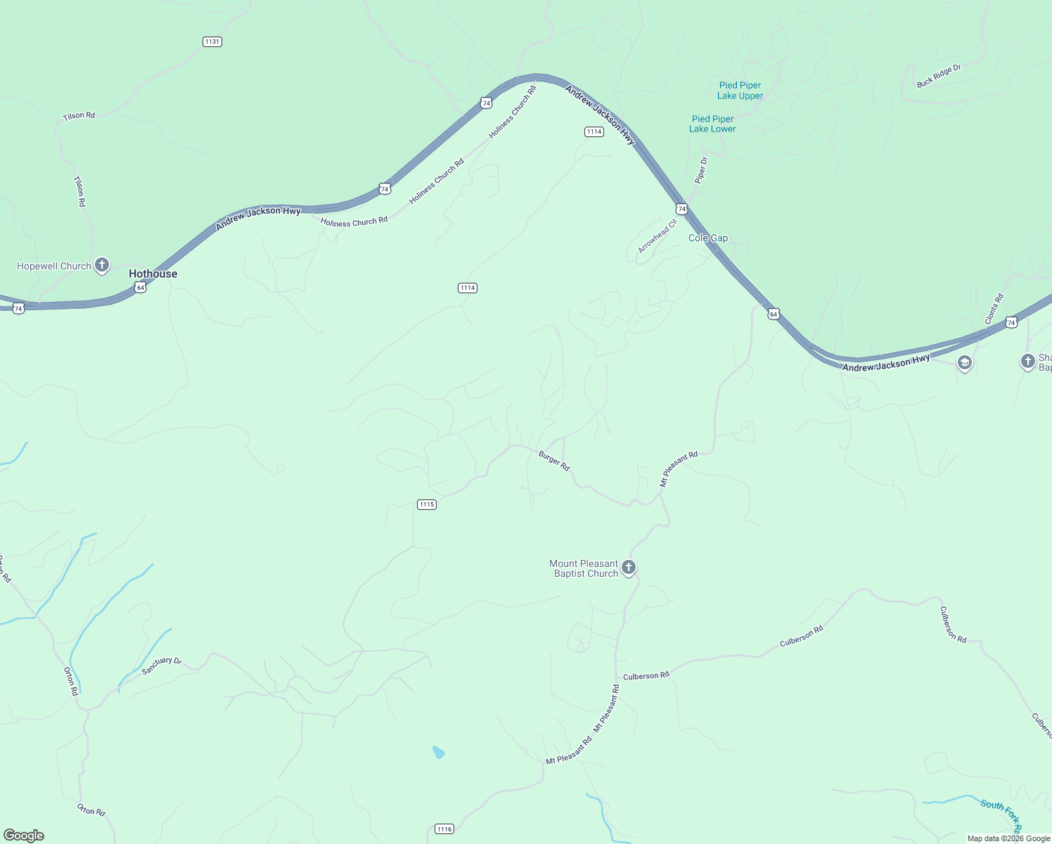 map of restaurants, bars, coffee shops, grocery stores, and more near 574 Burger Road in Murphy