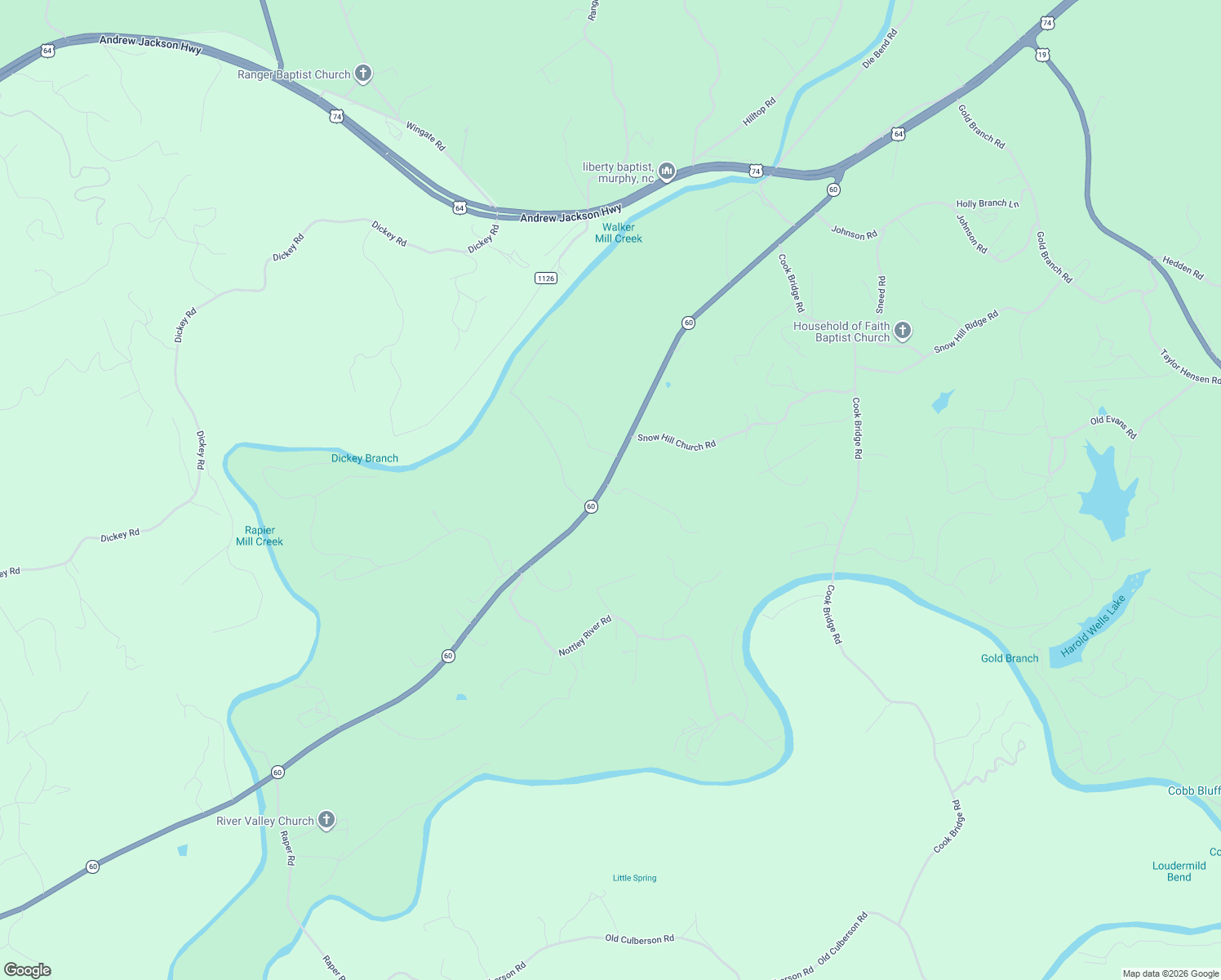 map of restaurants, bars, coffee shops, grocery stores, and more near 170 Log Home Road in Murphy