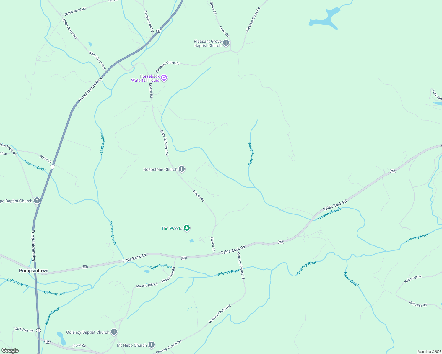 map of restaurants, bars, coffee shops, grocery stores, and more near 186 Flyroot Tr in Pickens