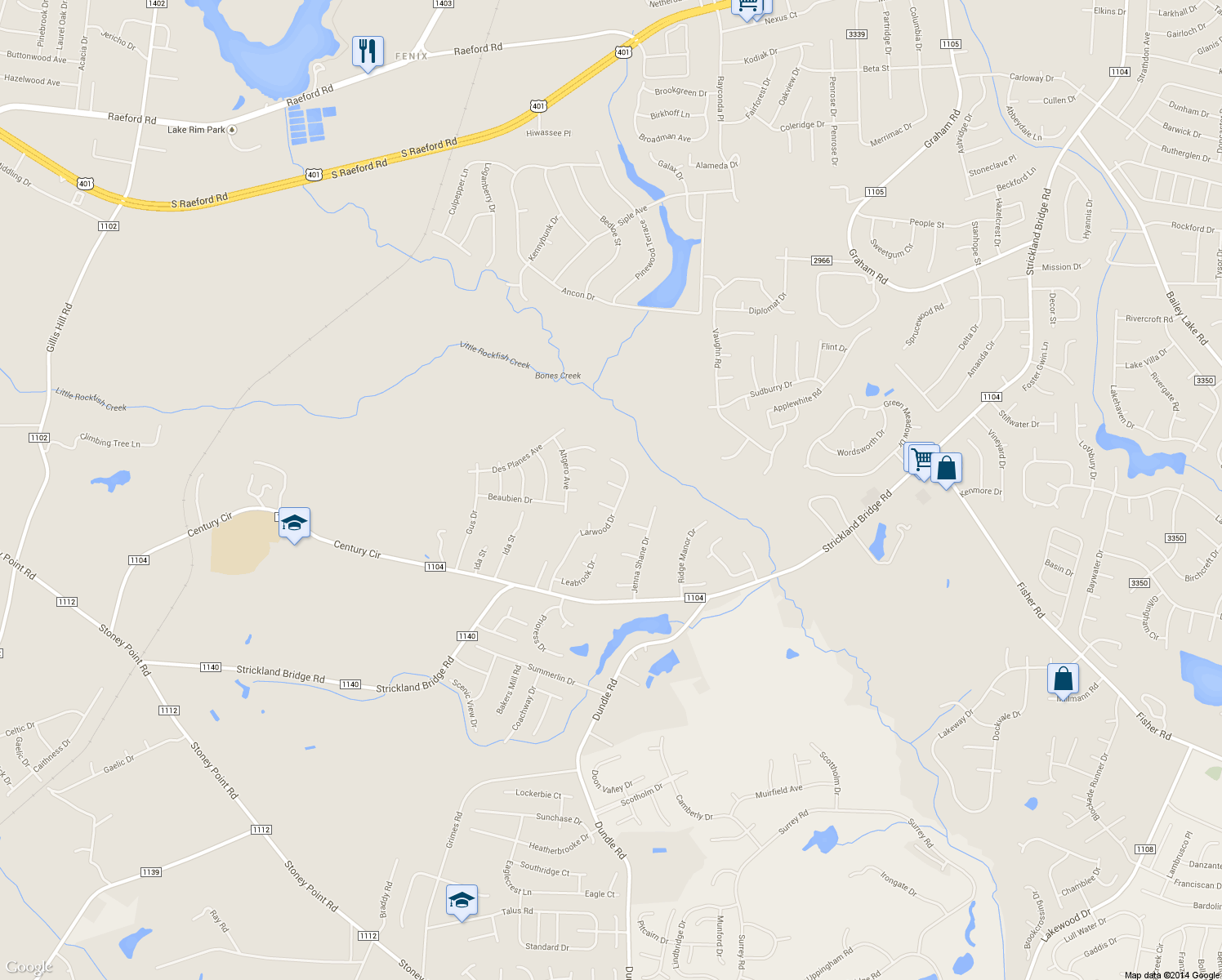 map of restaurants, bars, coffee shops, grocery stores, and more near 7009 Dalehead Ct in Fayetteville