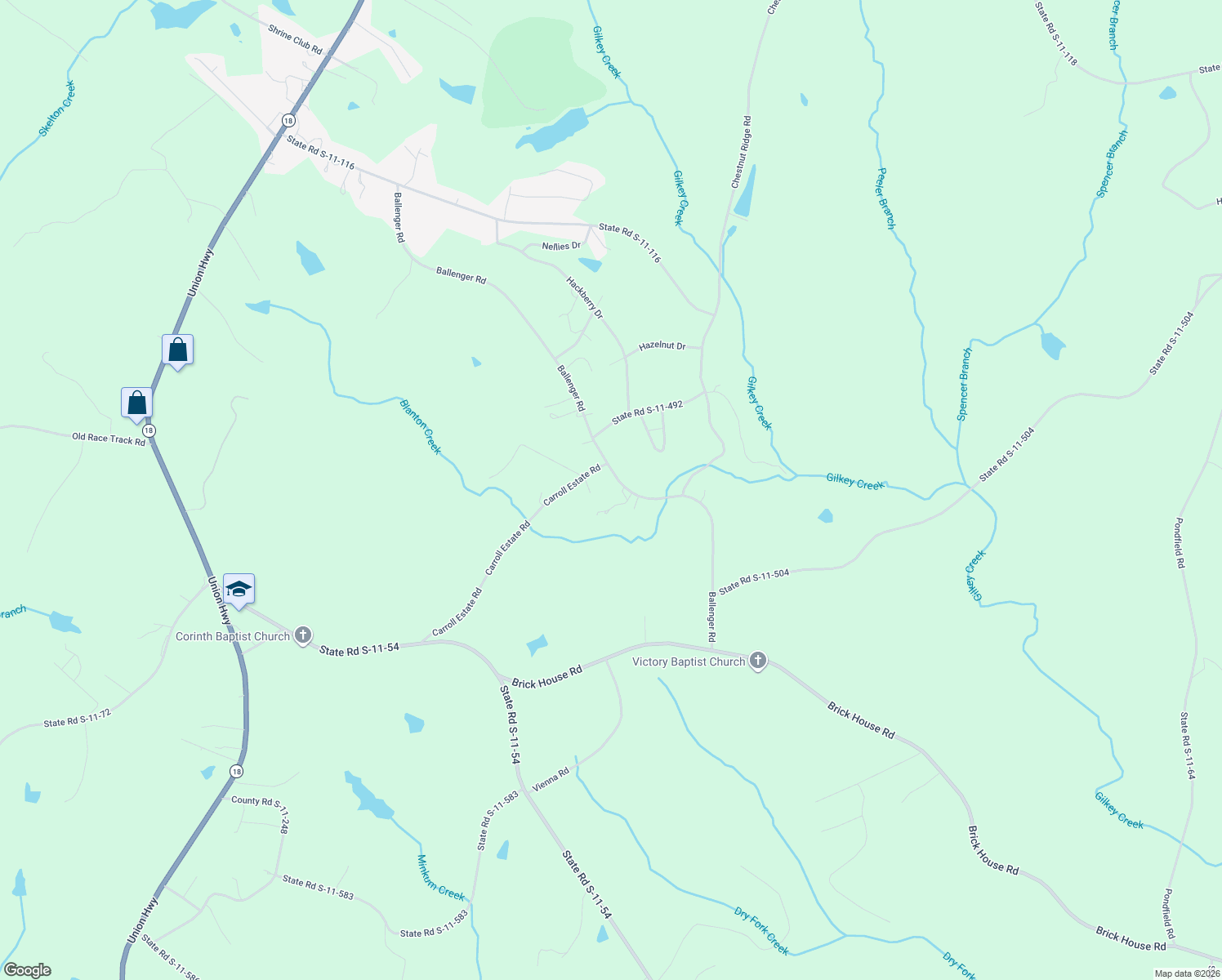 map of restaurants, bars, coffee shops, grocery stores, and more near 616 Ballenger Road in Gaffney