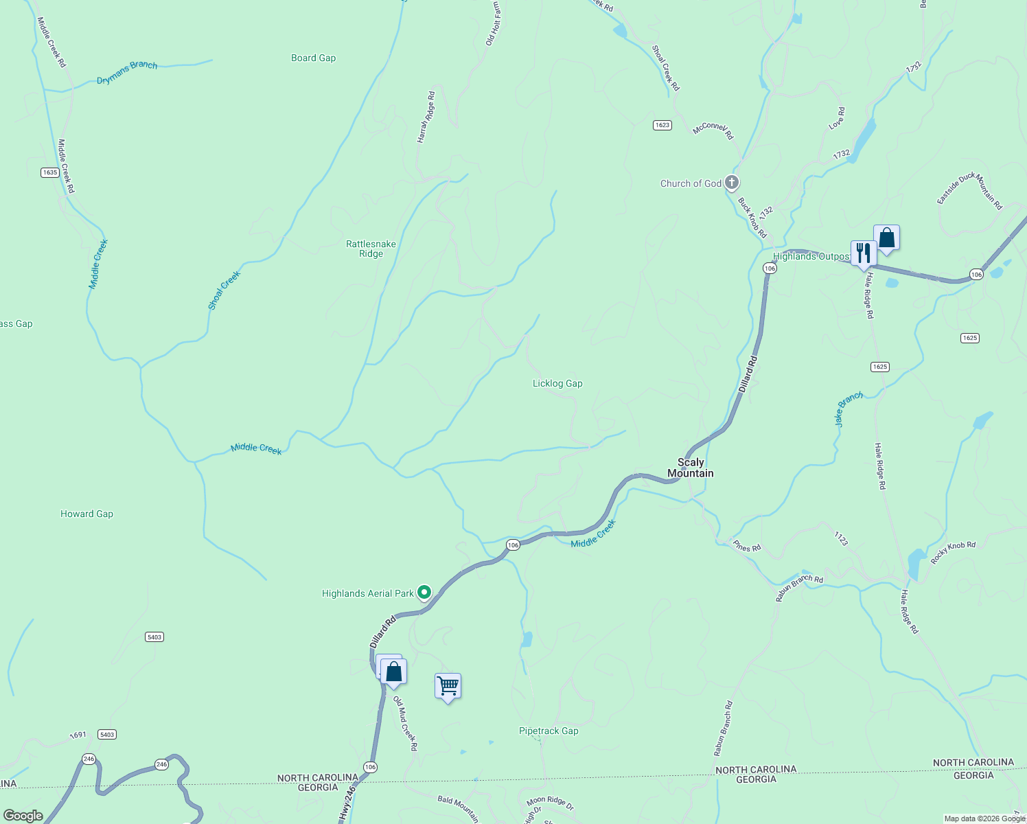 map of restaurants, bars, coffee shops, grocery stores, and more near 1126 Highland Gap Rd in Macon