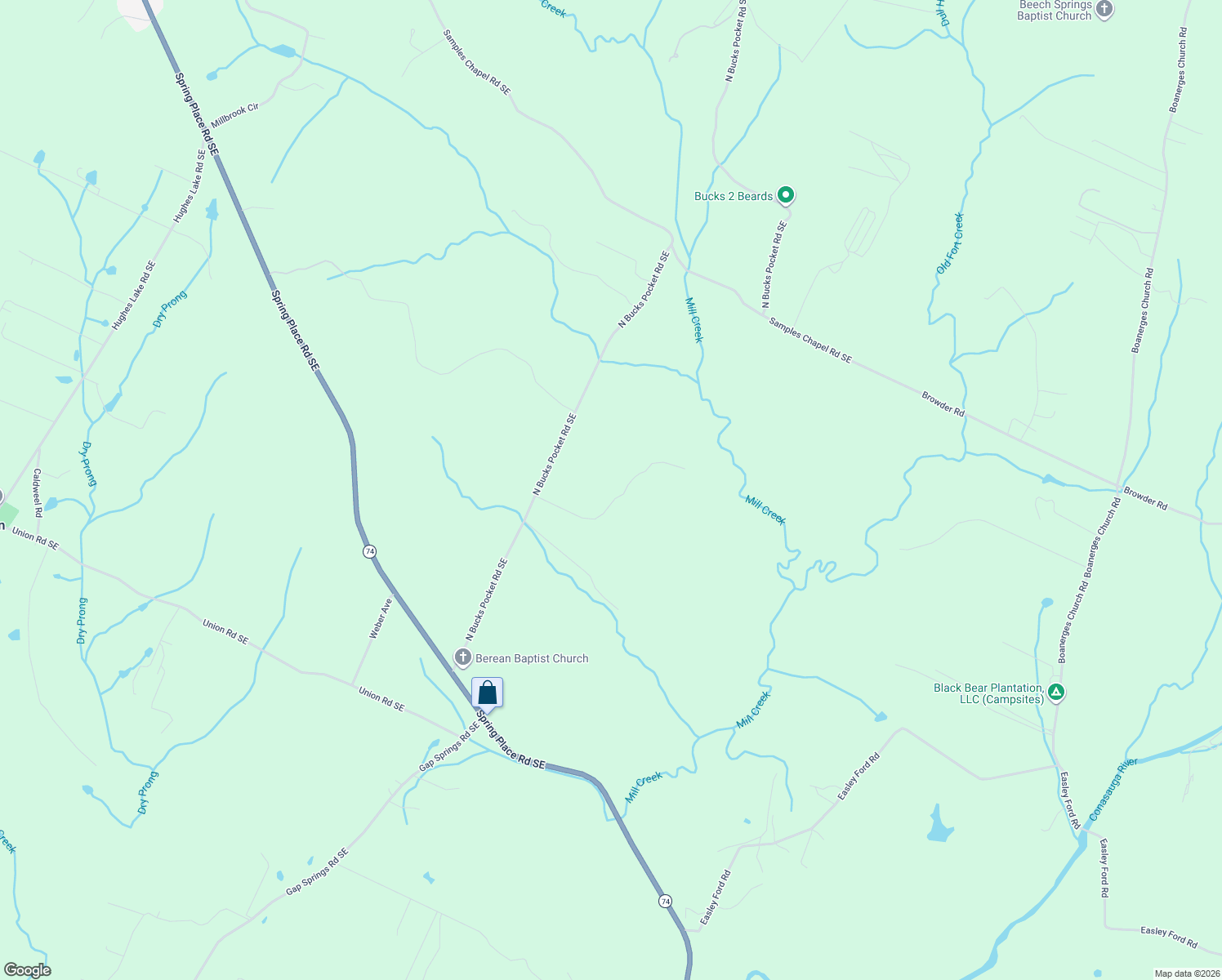 map of restaurants, bars, coffee shops, grocery stores, and more near 1969 Bucks Pocket Road Southeast in Old Fort