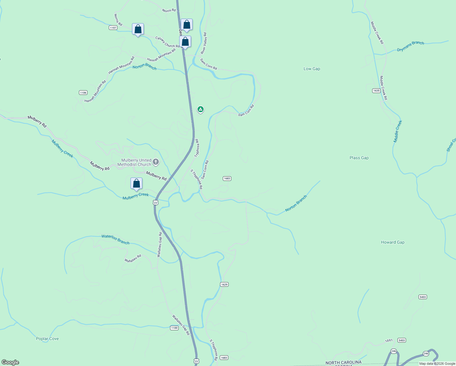 map of restaurants, bars, coffee shops, grocery stores, and more near 183-331 Yellow Brick Road in Otto