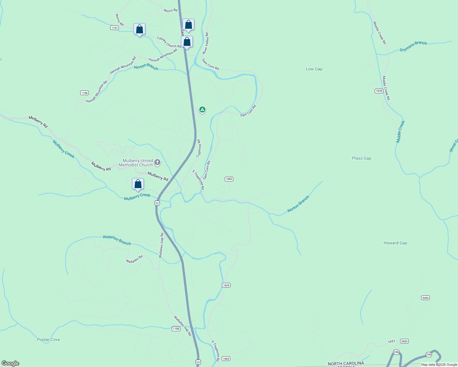 map of restaurants, bars, coffee shops, grocery stores, and more near 183 Yellow Brick Road in Otto