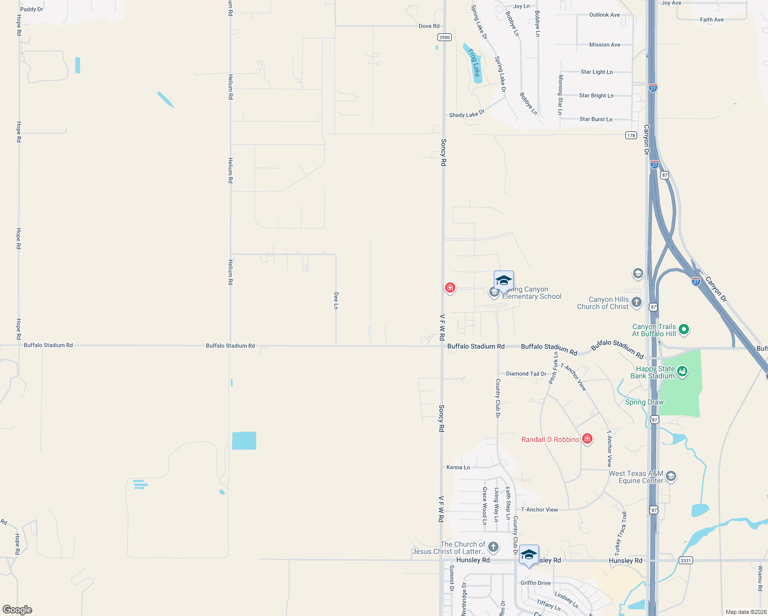 map of restaurants, bars, coffee shops, grocery stores, and more near 19001 Devon Rd in Canyon