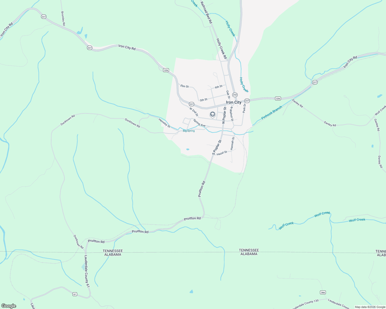 map of restaurants, bars, coffee shops, grocery stores, and more near 148 South Roberson Road in Iron City