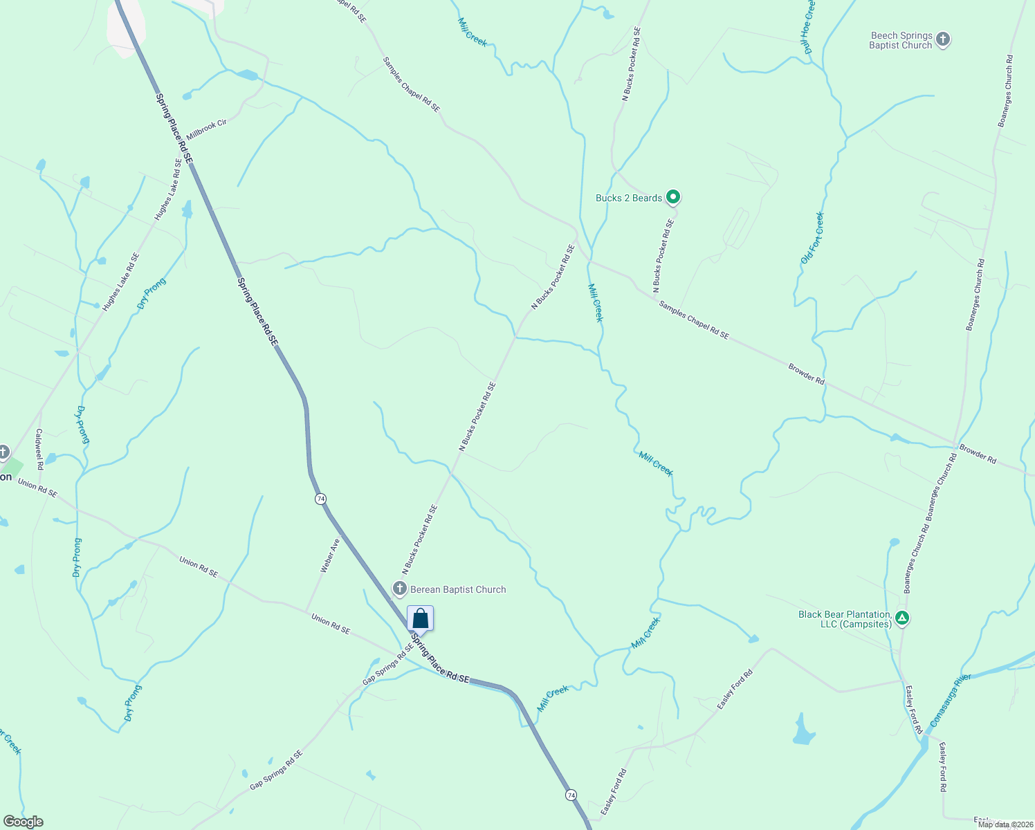 map of restaurants, bars, coffee shops, grocery stores, and more near 1969 Bucks Pocket Road Southeast in Old Fort