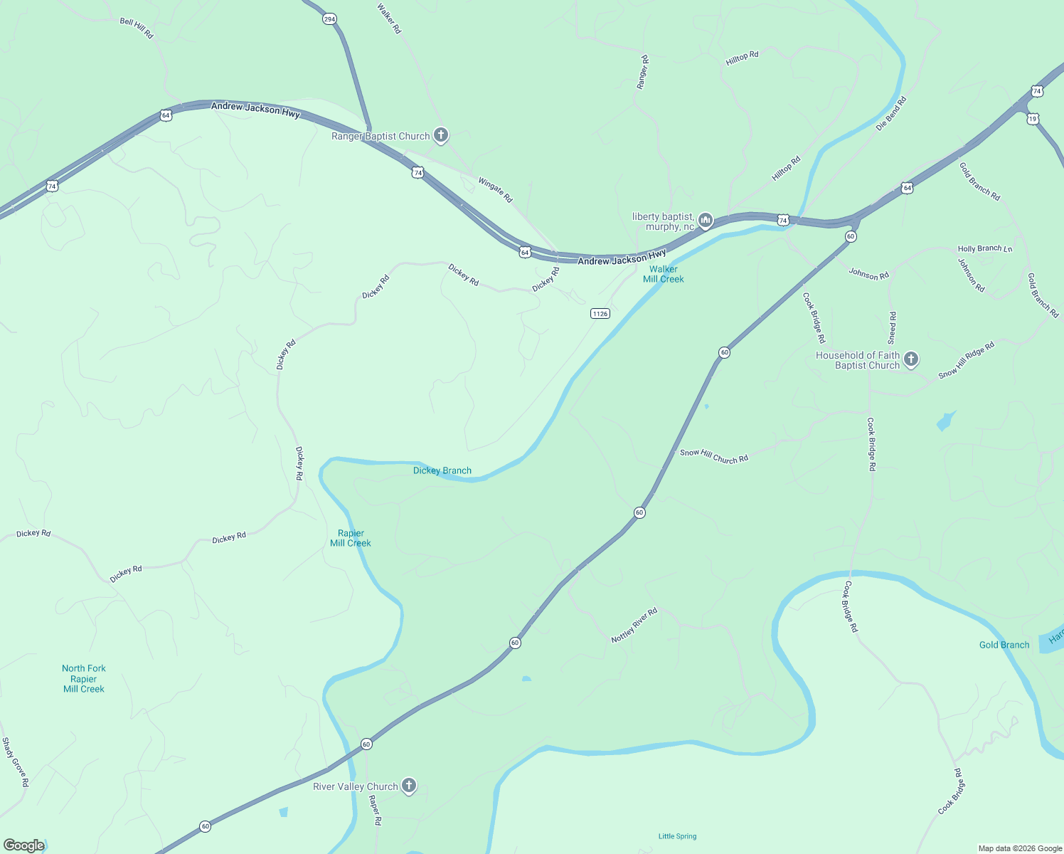 map of restaurants, bars, coffee shops, grocery stores, and more near 675 Little Ranger Road in Murphy