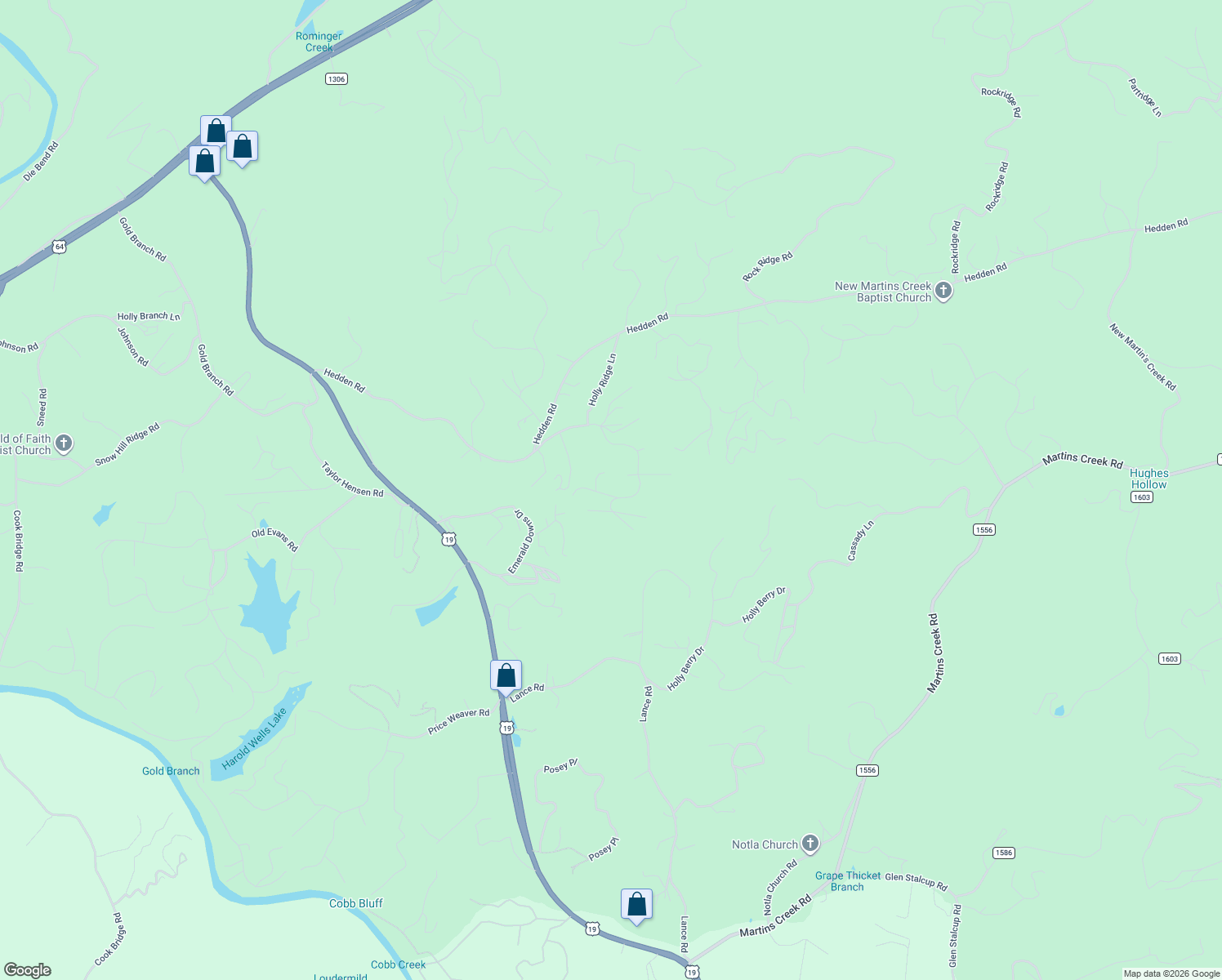 map of restaurants, bars, coffee shops, grocery stores, and more near 26 Redmond Road in Murphy