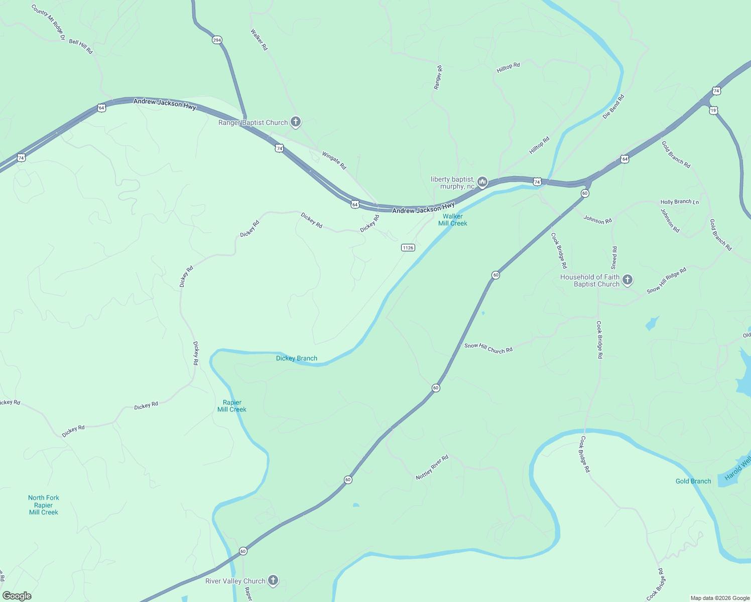 map of restaurants, bars, coffee shops, grocery stores, and more near 545 Little Ranger Road in Murphy