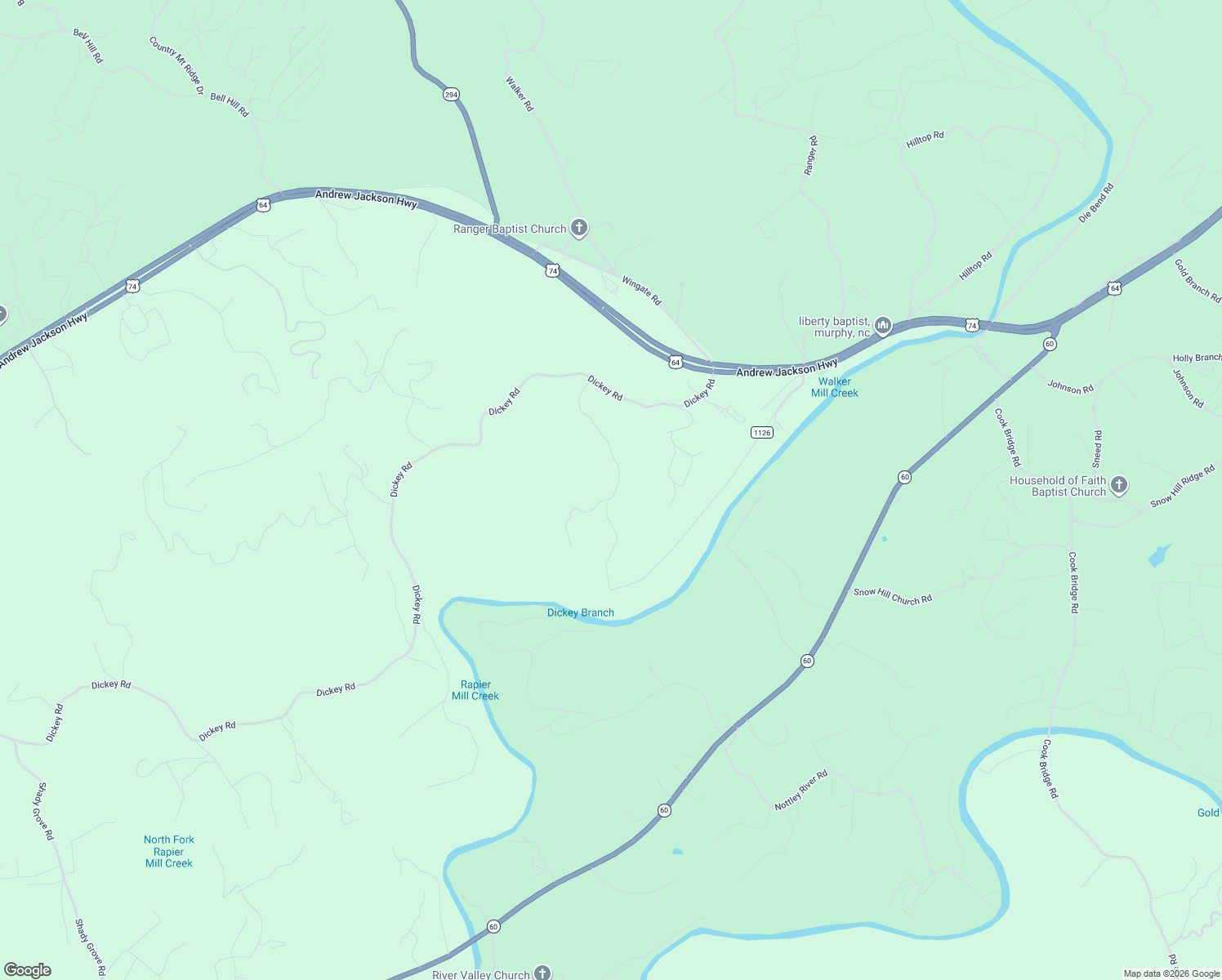 map of restaurants, bars, coffee shops, grocery stores, and more near 382 Old Johnson Road in Murphy
