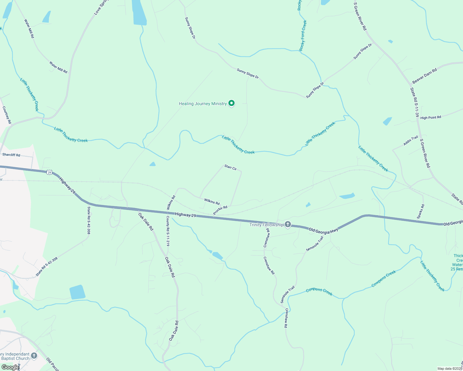 map of restaurants, bars, coffee shops, grocery stores, and more near 133 Starr Cir in Cowpens