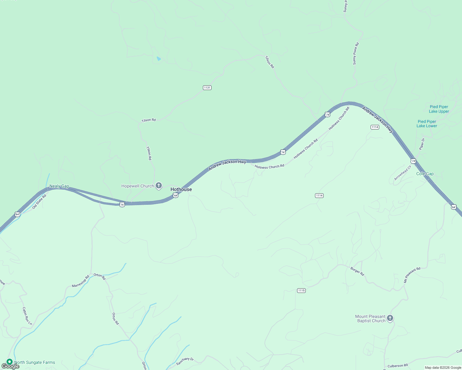 map of restaurants, bars, coffee shops, grocery stores, and more near 62 Laurel Lane in Murphy
